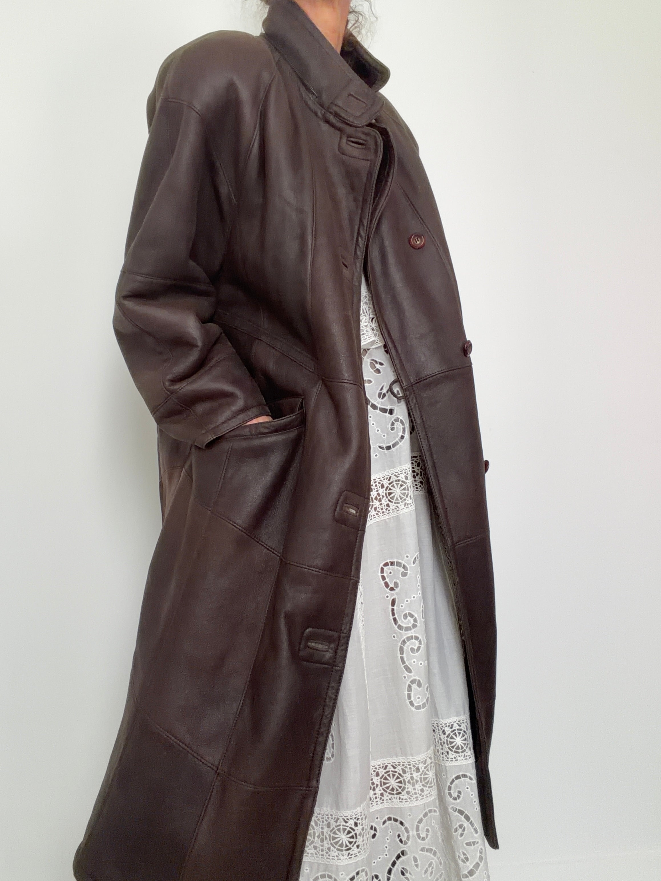 Vintage 80,s Shearling Maxi Coat