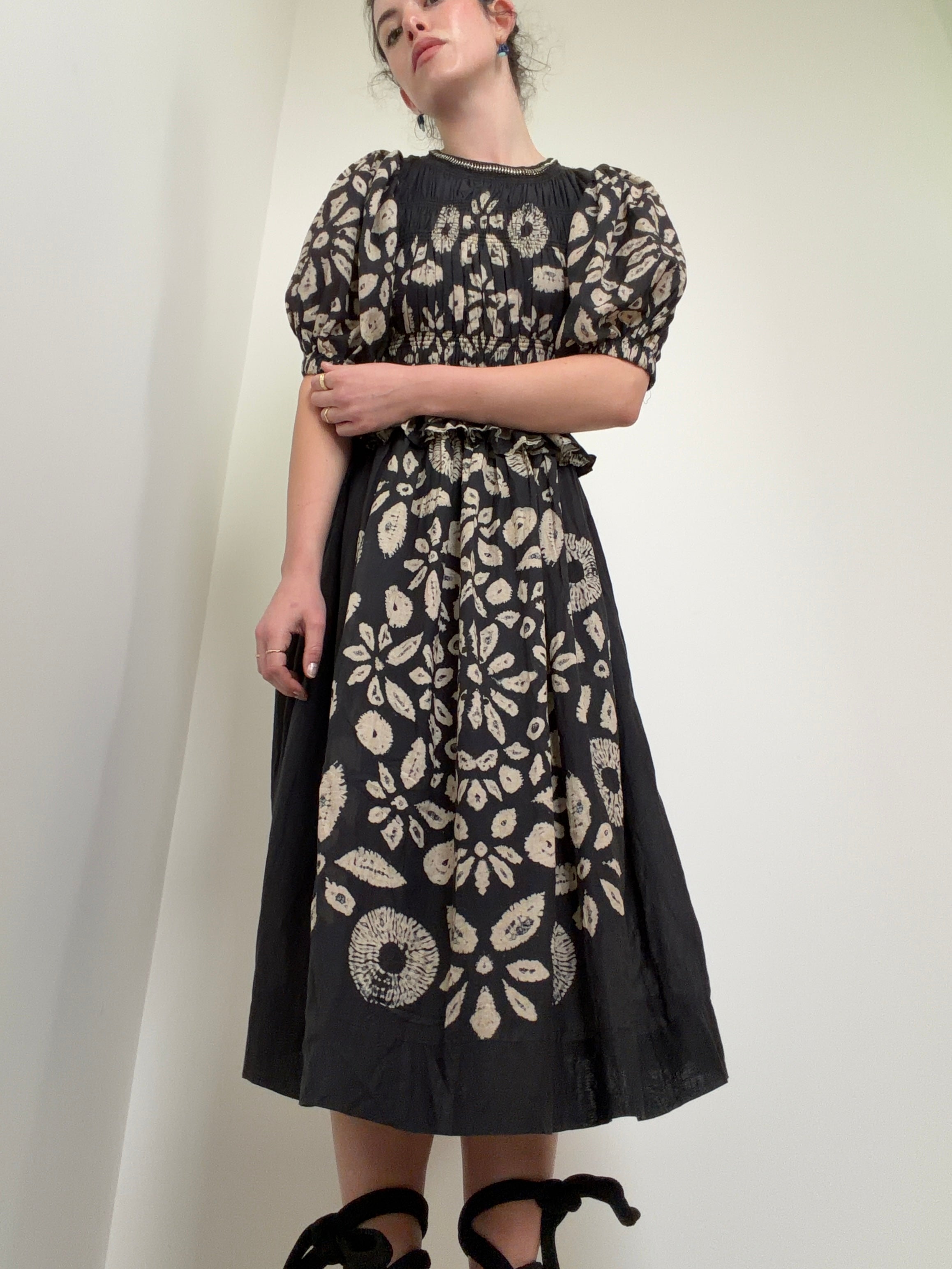 Batik Floral Midi Dress