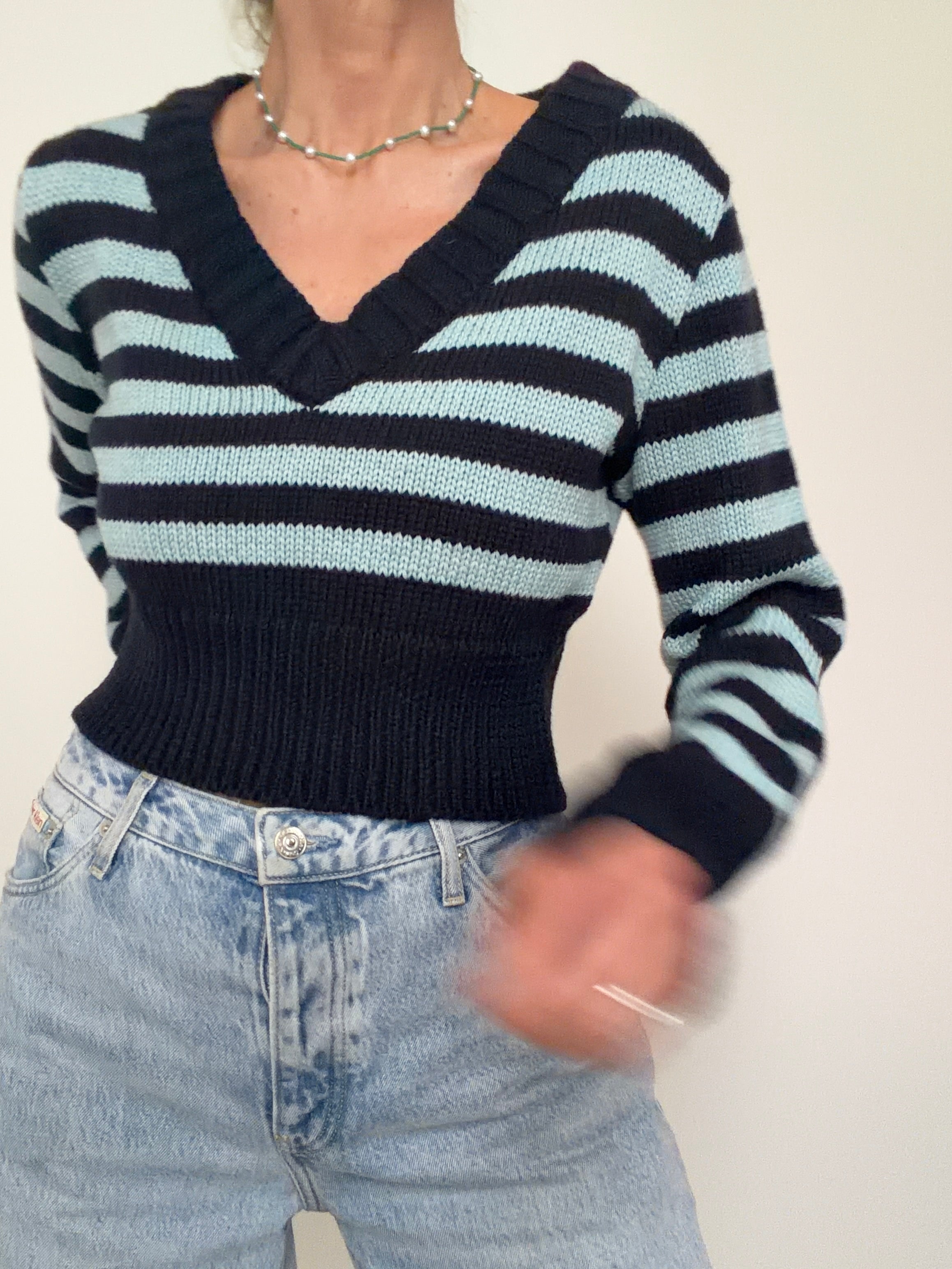 Retro Stripe Crop Knit