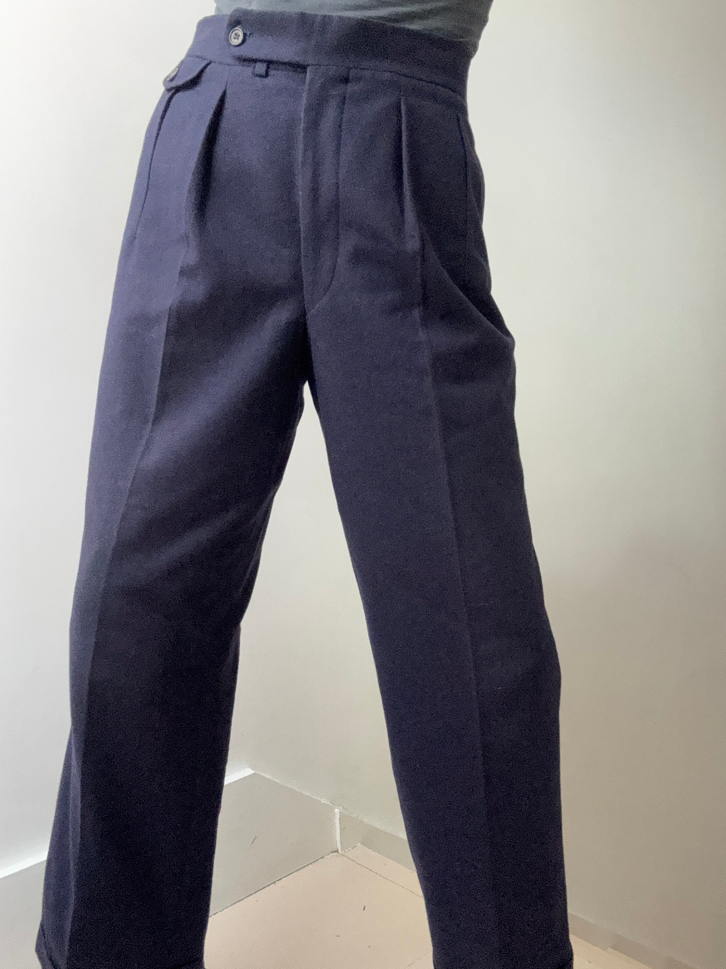 Vintage Navy Wool Stanbury Pants