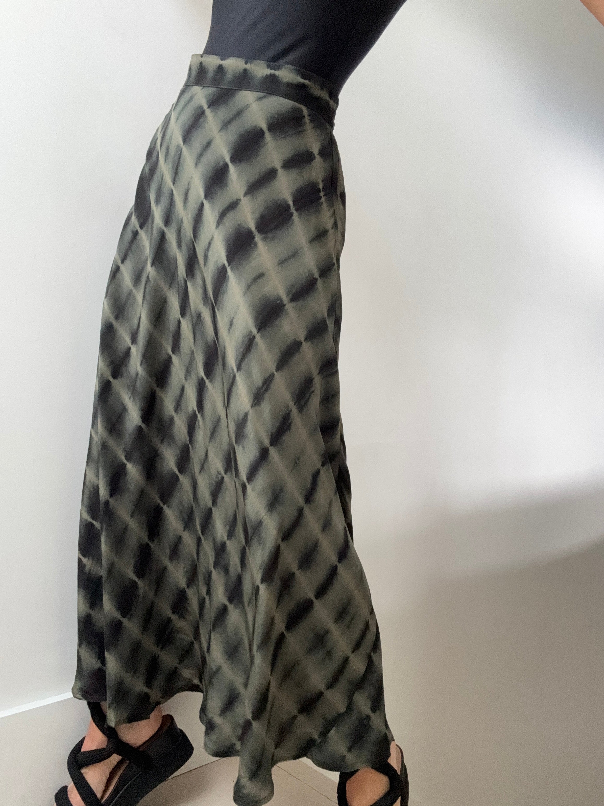 Silk Cezanne Skirt Tie Dye Khaki