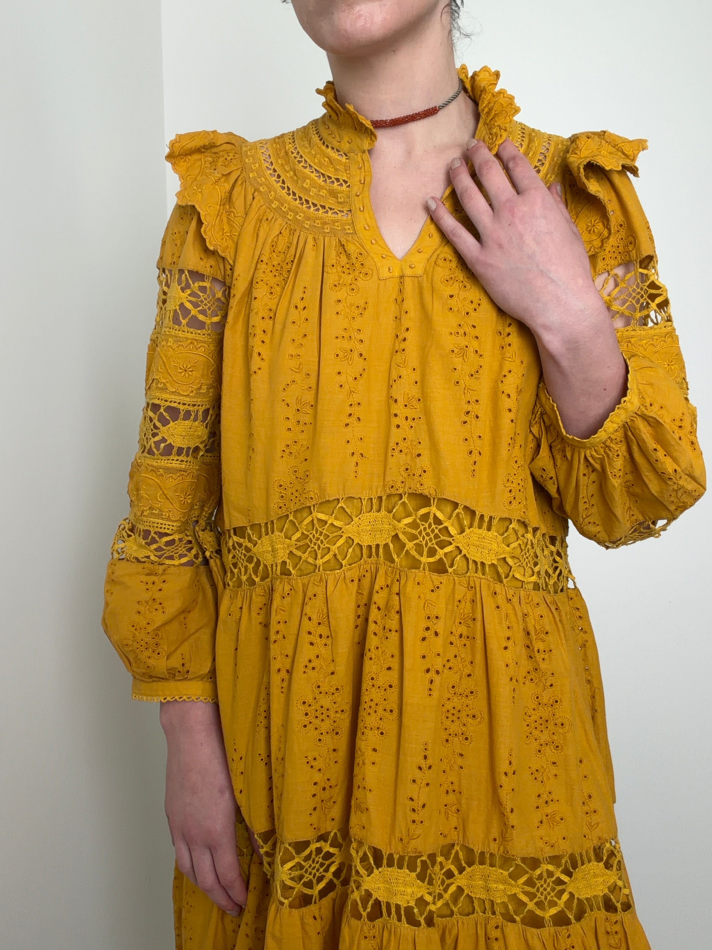 Marigold Prairie Lace Mini Dress