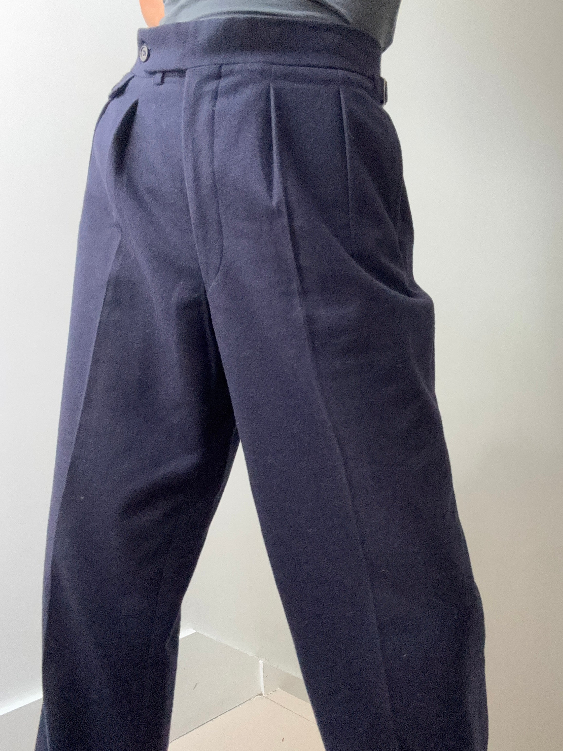 Vintage Navy Wool Stanbury Pants