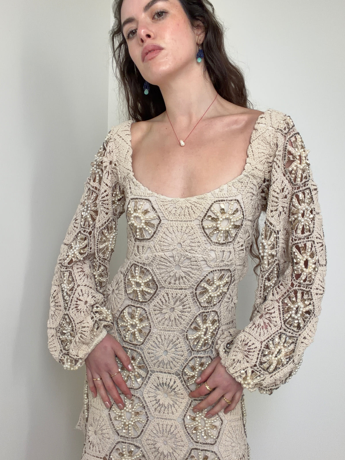 Embellished Crochet Milkmaid Mini