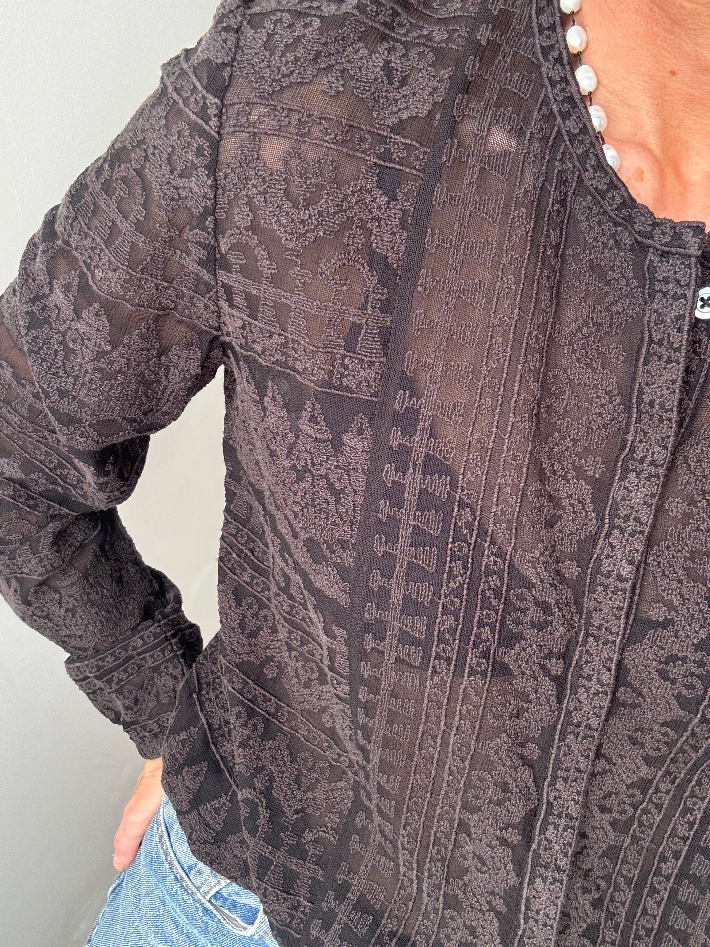 Mesh Embroidered Shirt Black | Shirts