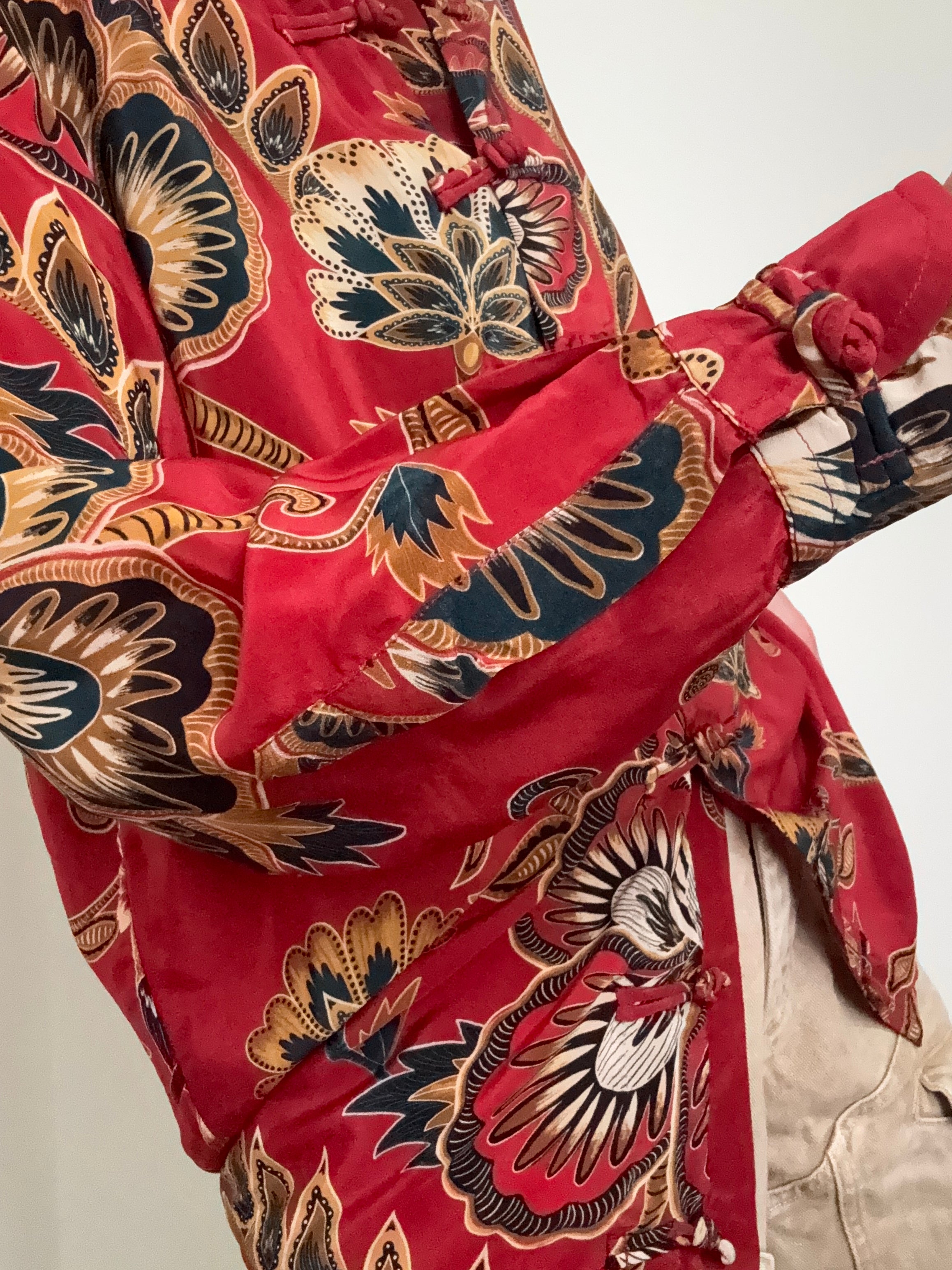 Red Maxi Floral Pajama Shirt