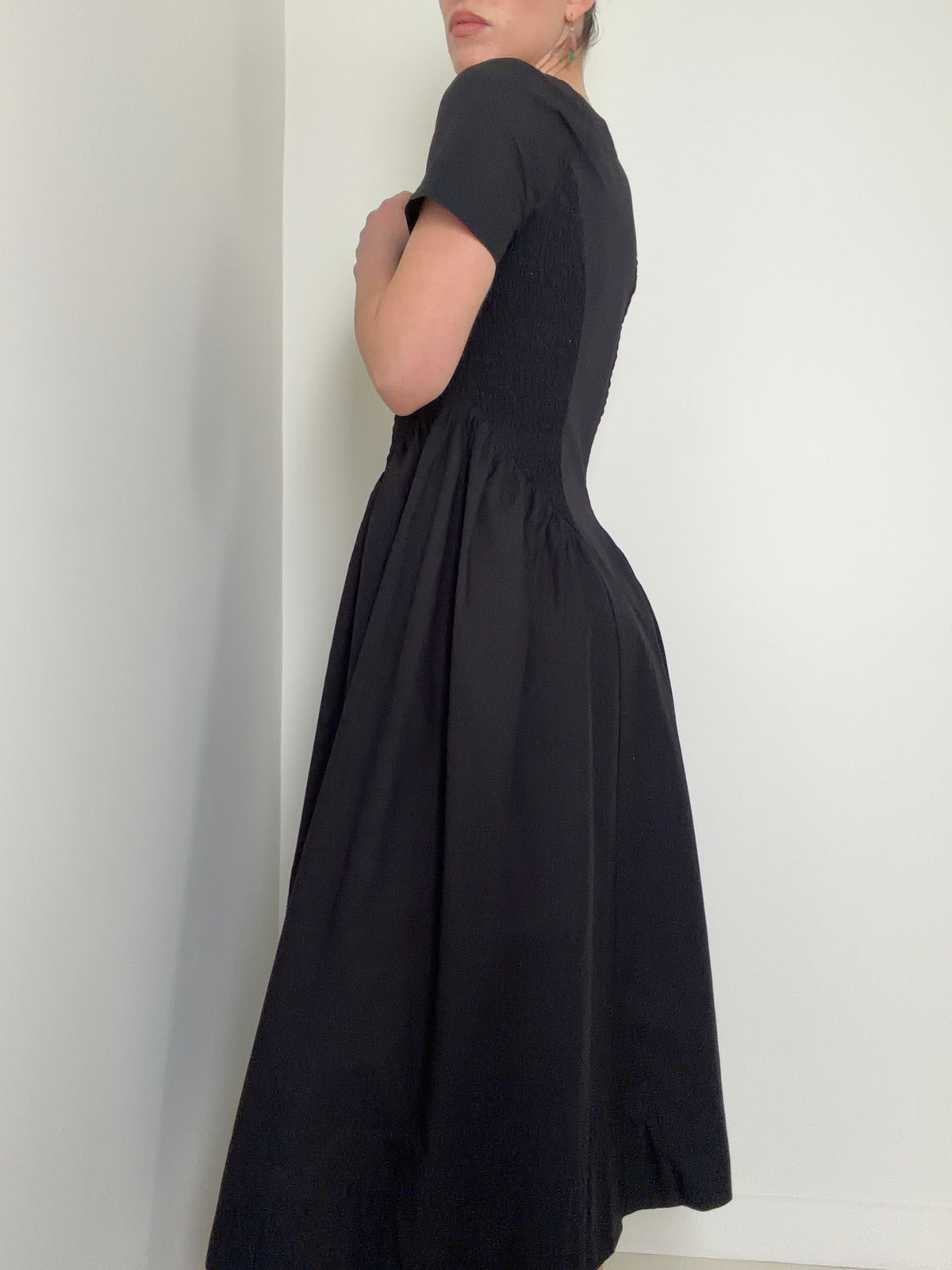 Sheena Cotton Midi Dress Black