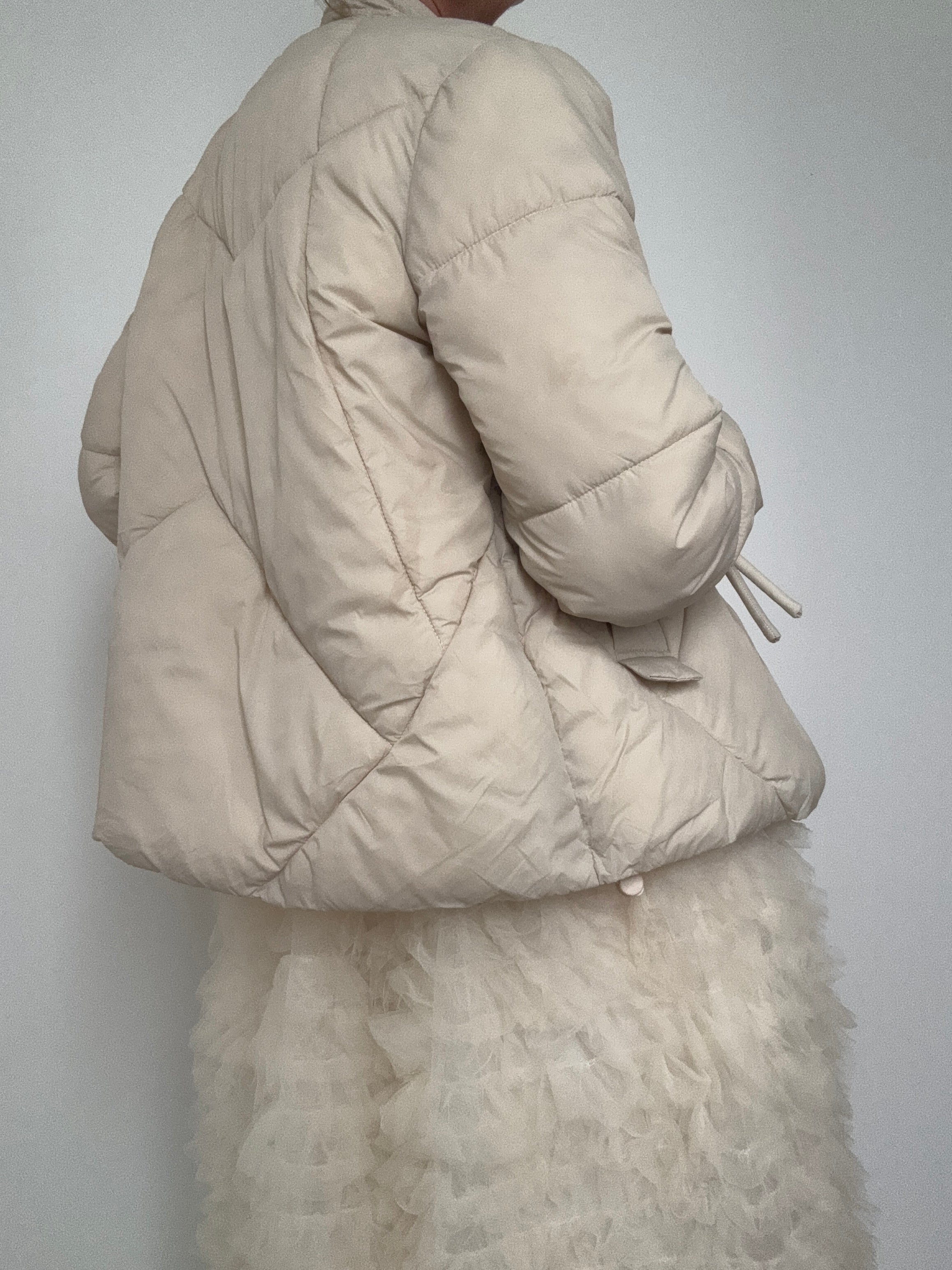Knotted Button Kimono Jacket Cream
