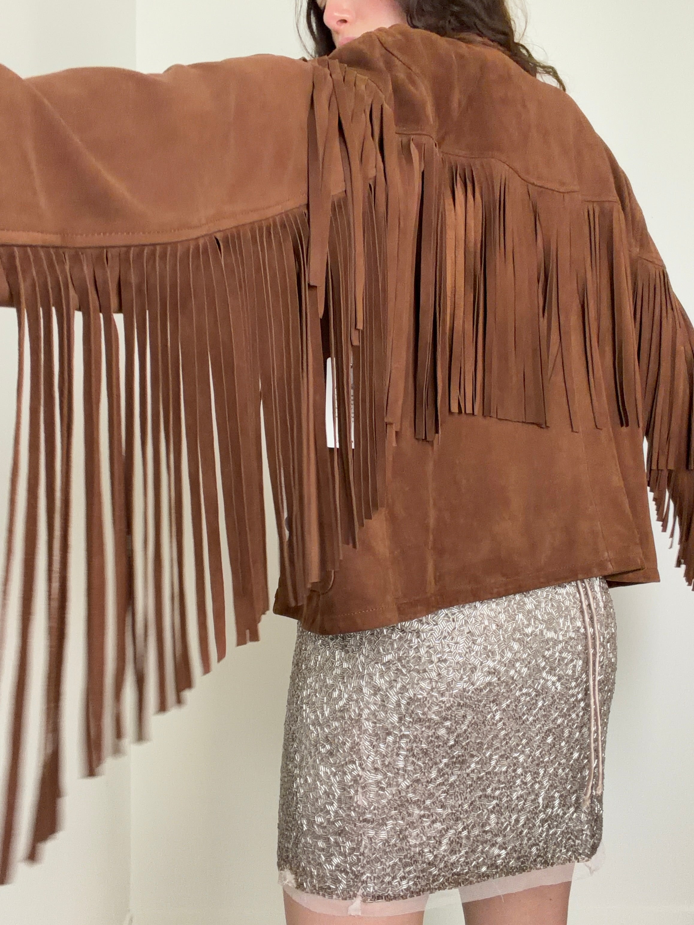 Brown Suede Fringed Jacket