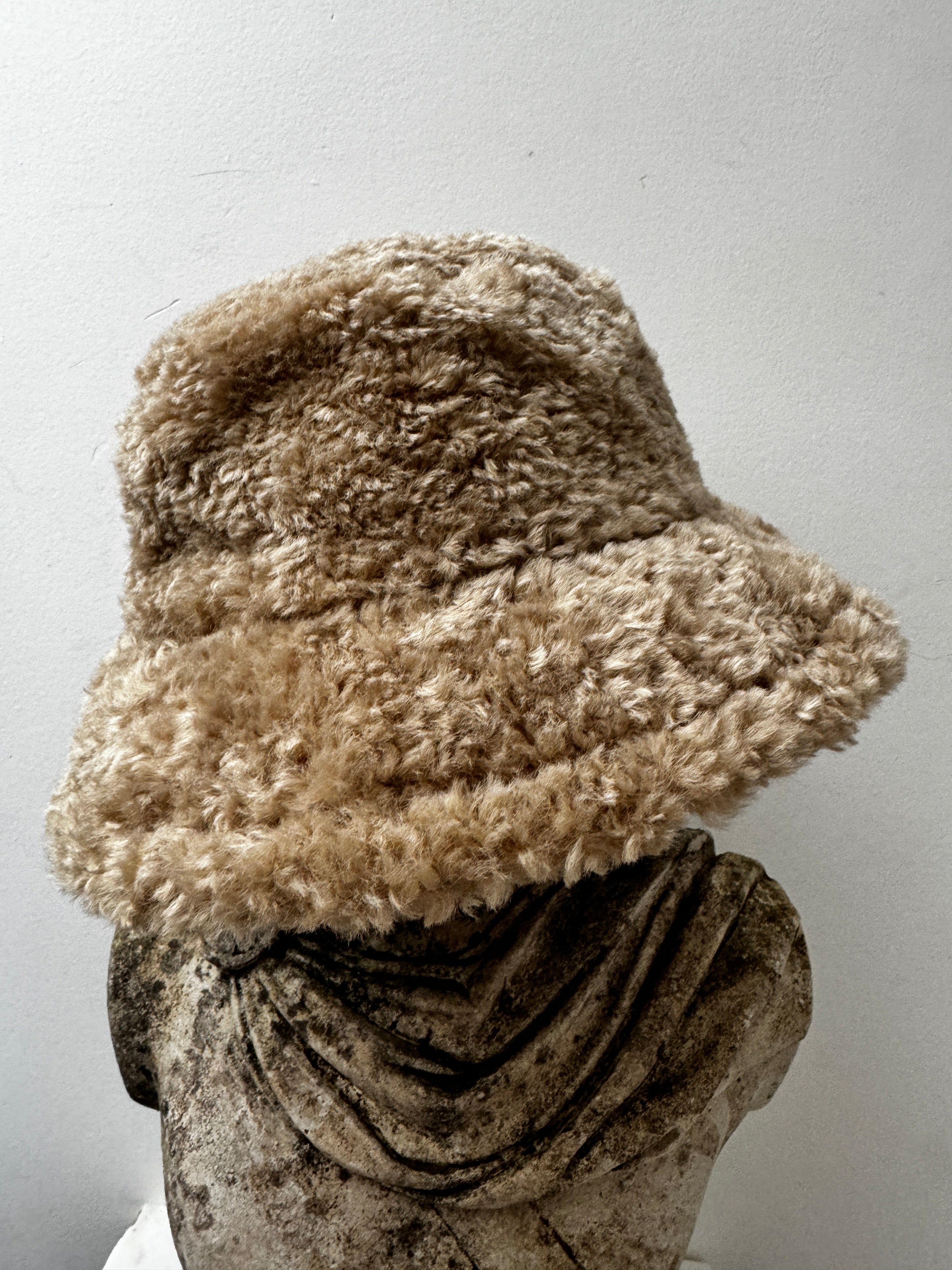 Faux Lambswool Bucket Hat Natural