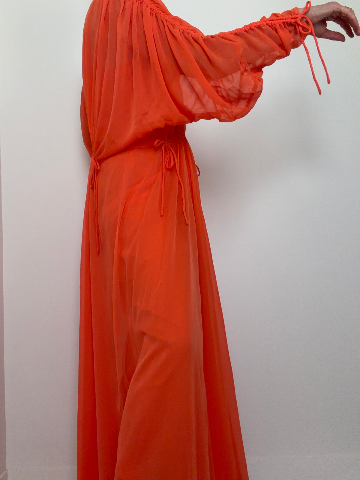 Coral Chiffon Maxi Dress