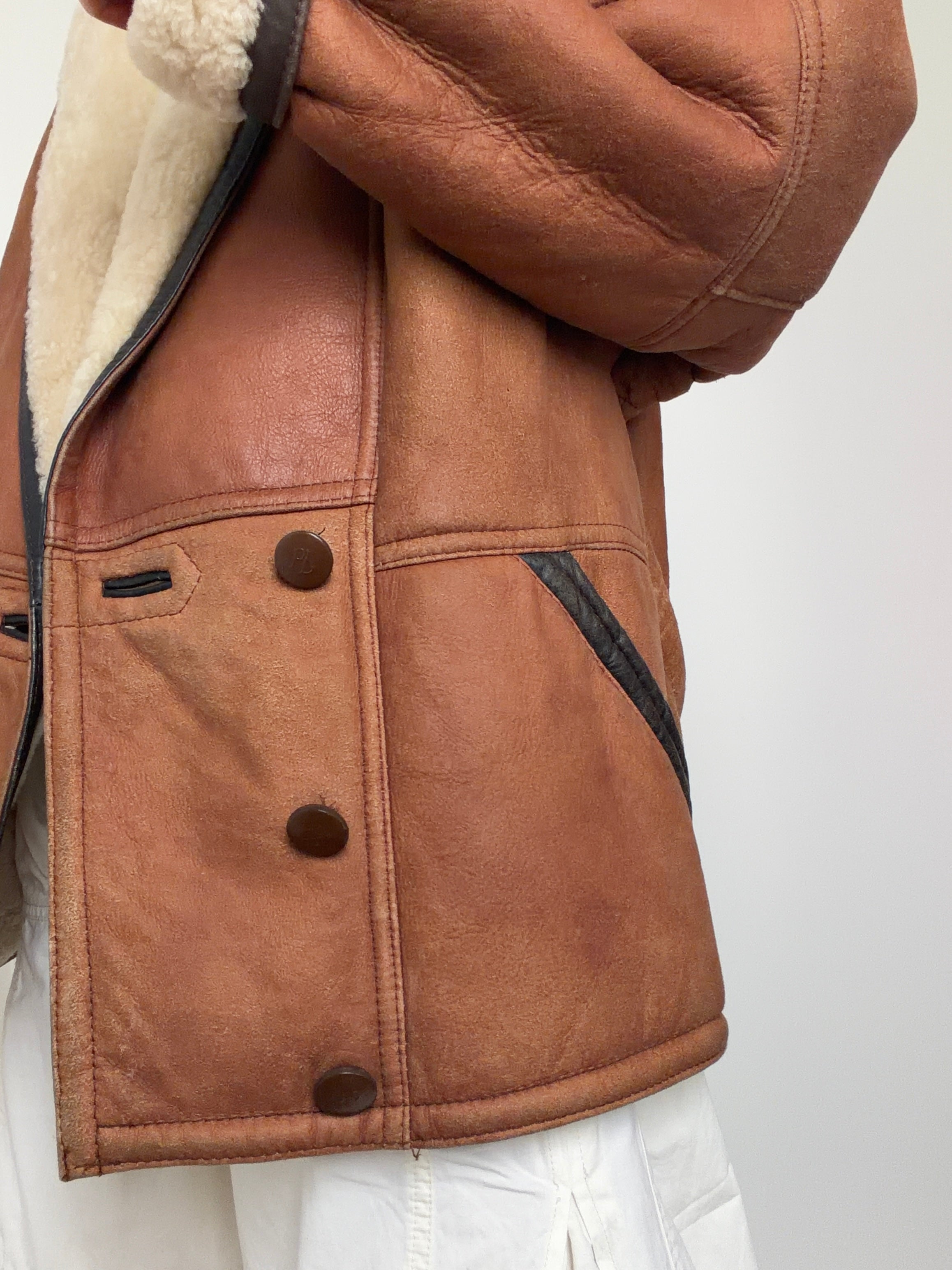 Shawl Collar Shearling With Trim