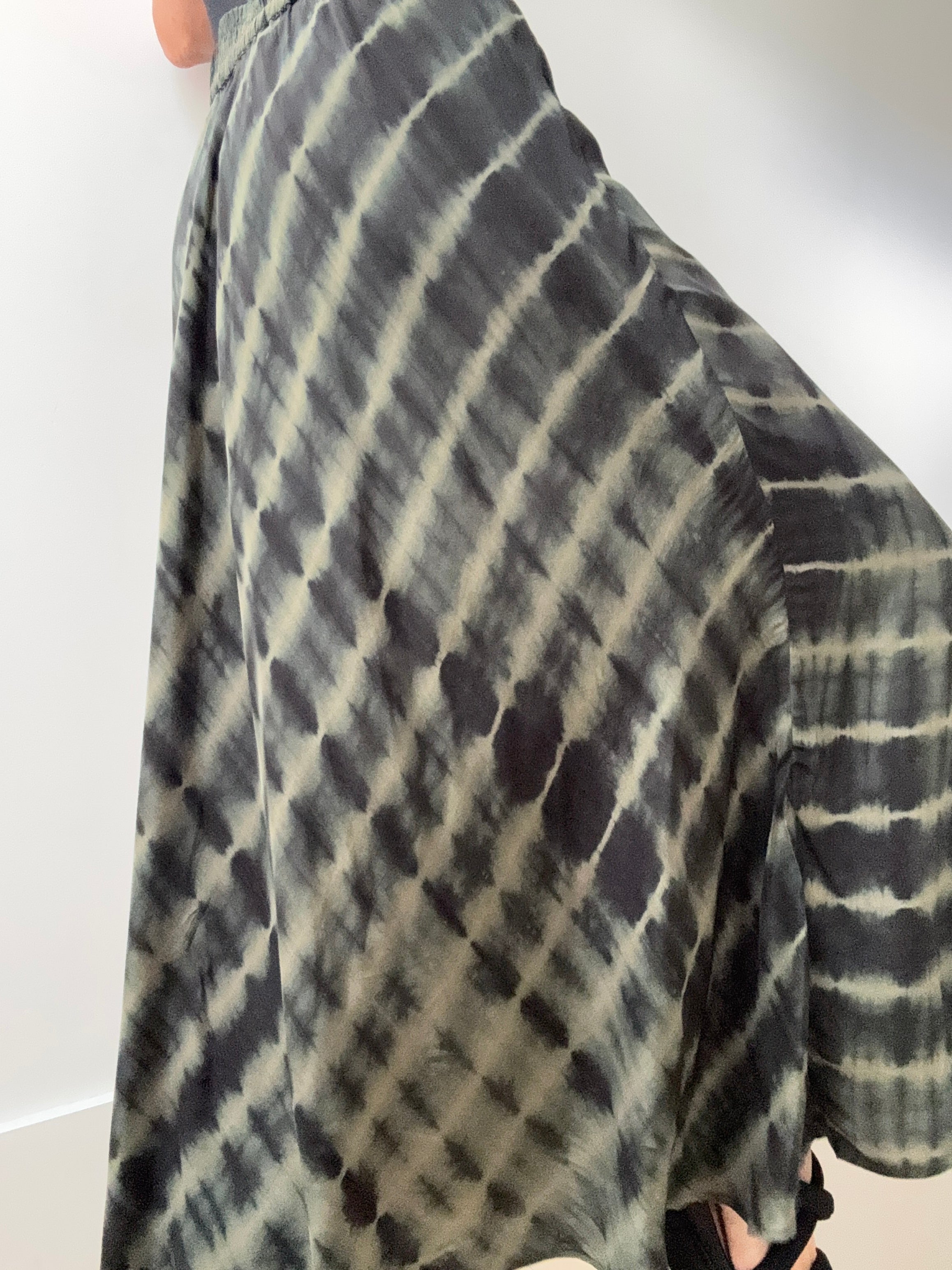 Silk Cezanne Skirt Tie Dye Khaki