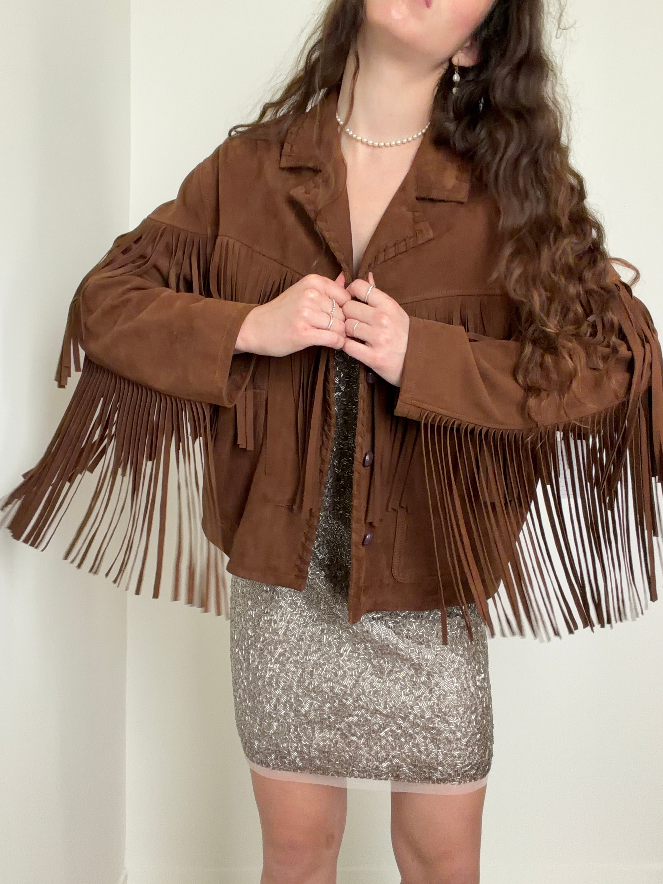 Brown Suede Fringed Jacket