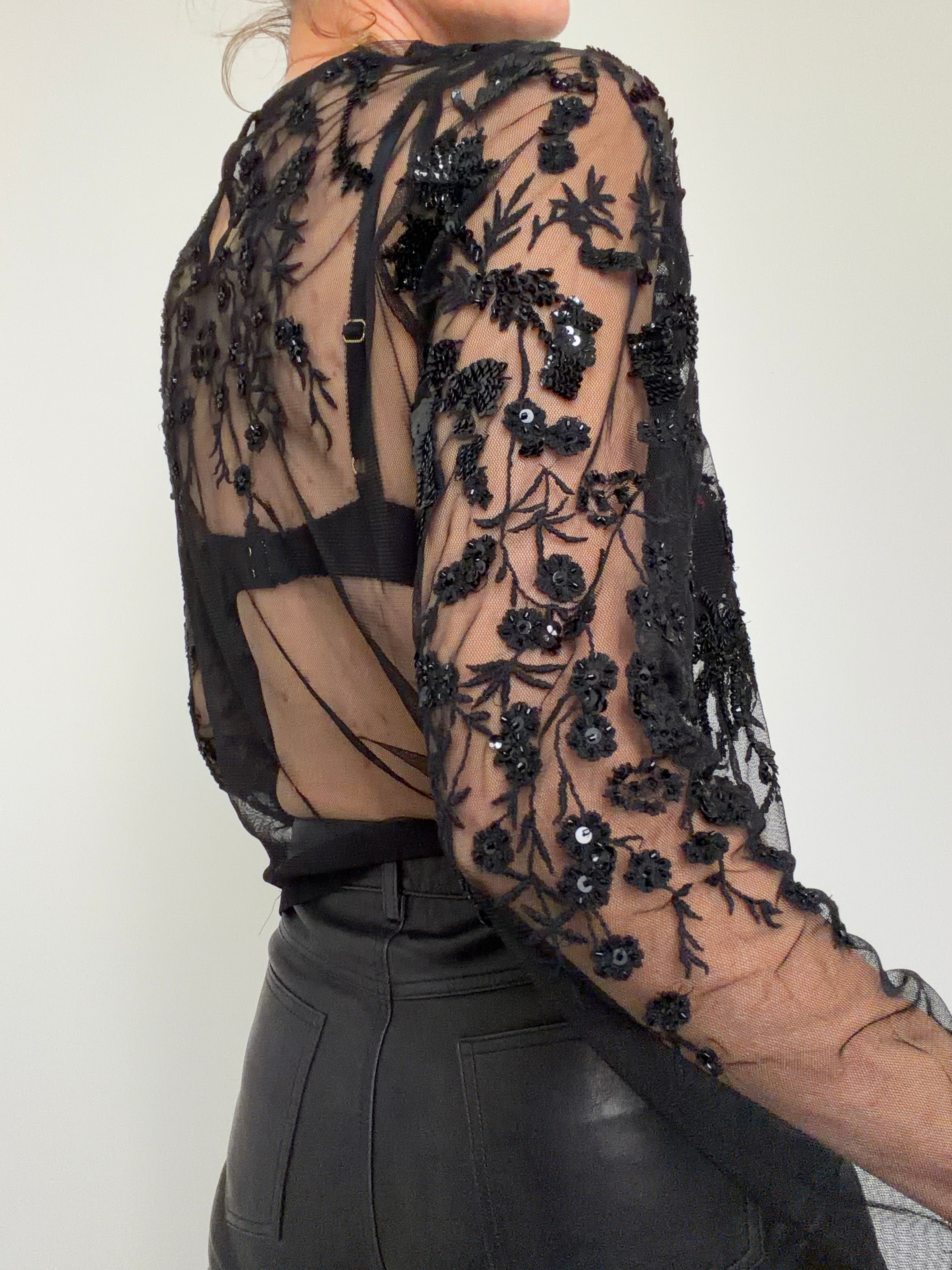 Greta Mesh Embroidery Top