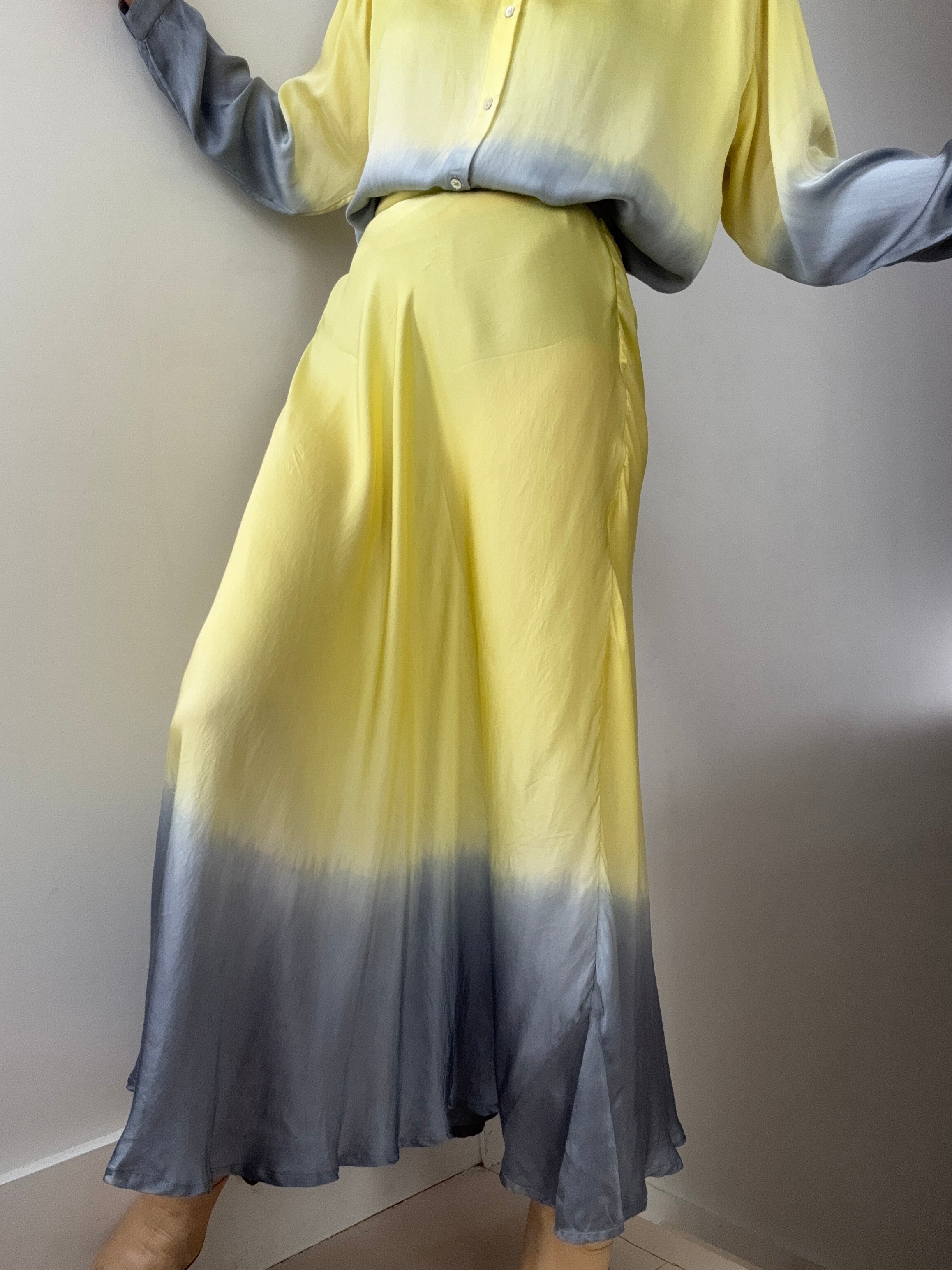 Silk Ombre Skirt Lemon