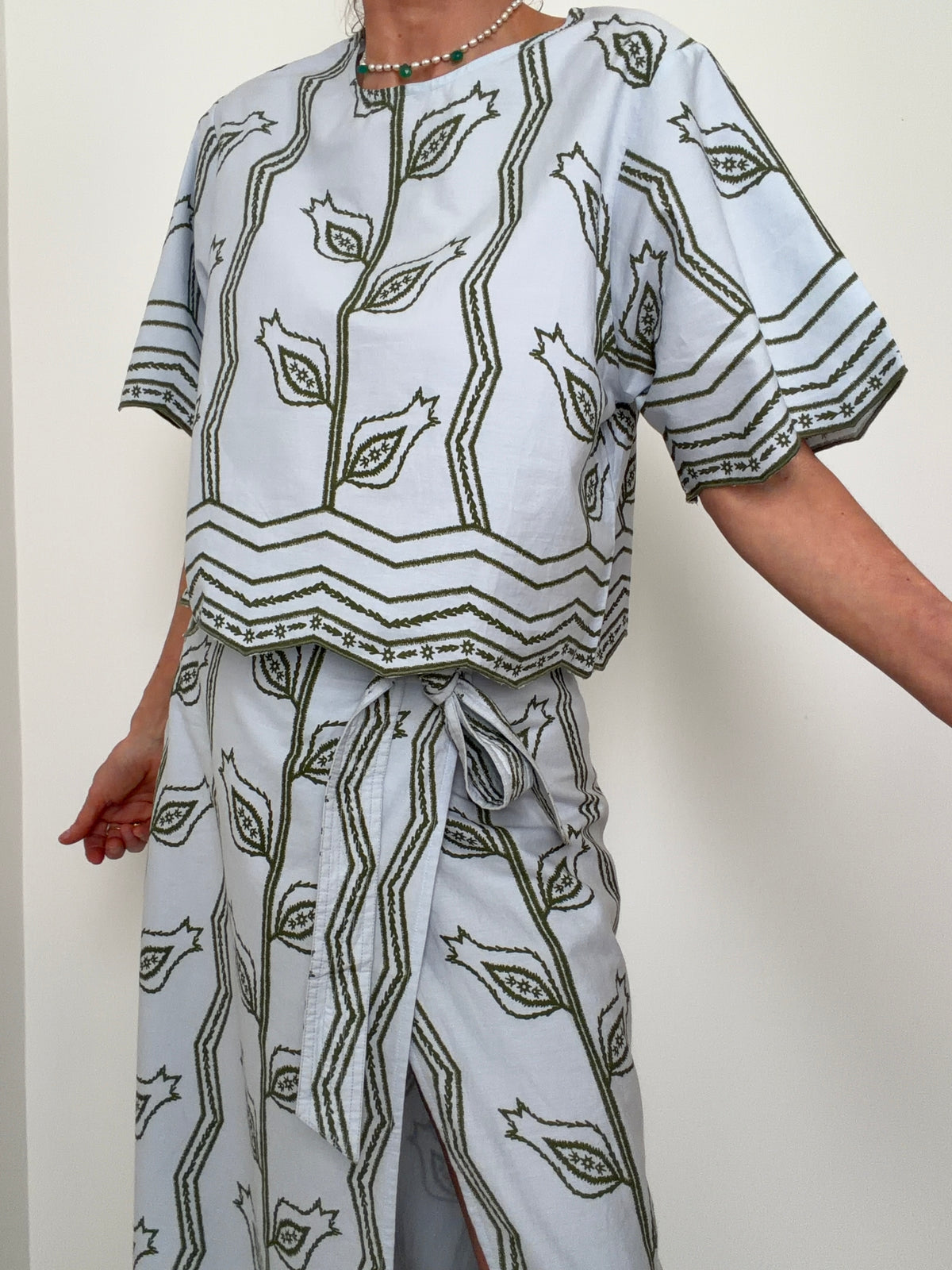 Sky Blue Paisley Leaf Blouse