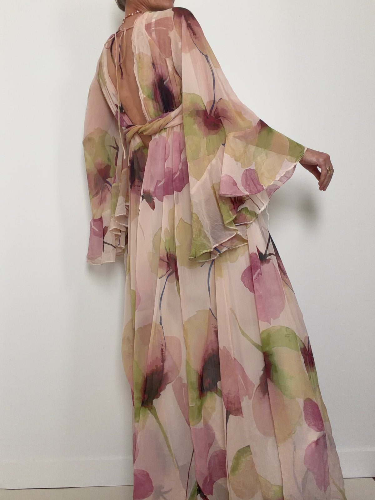Fluted Sleeve Twist Front Maxi