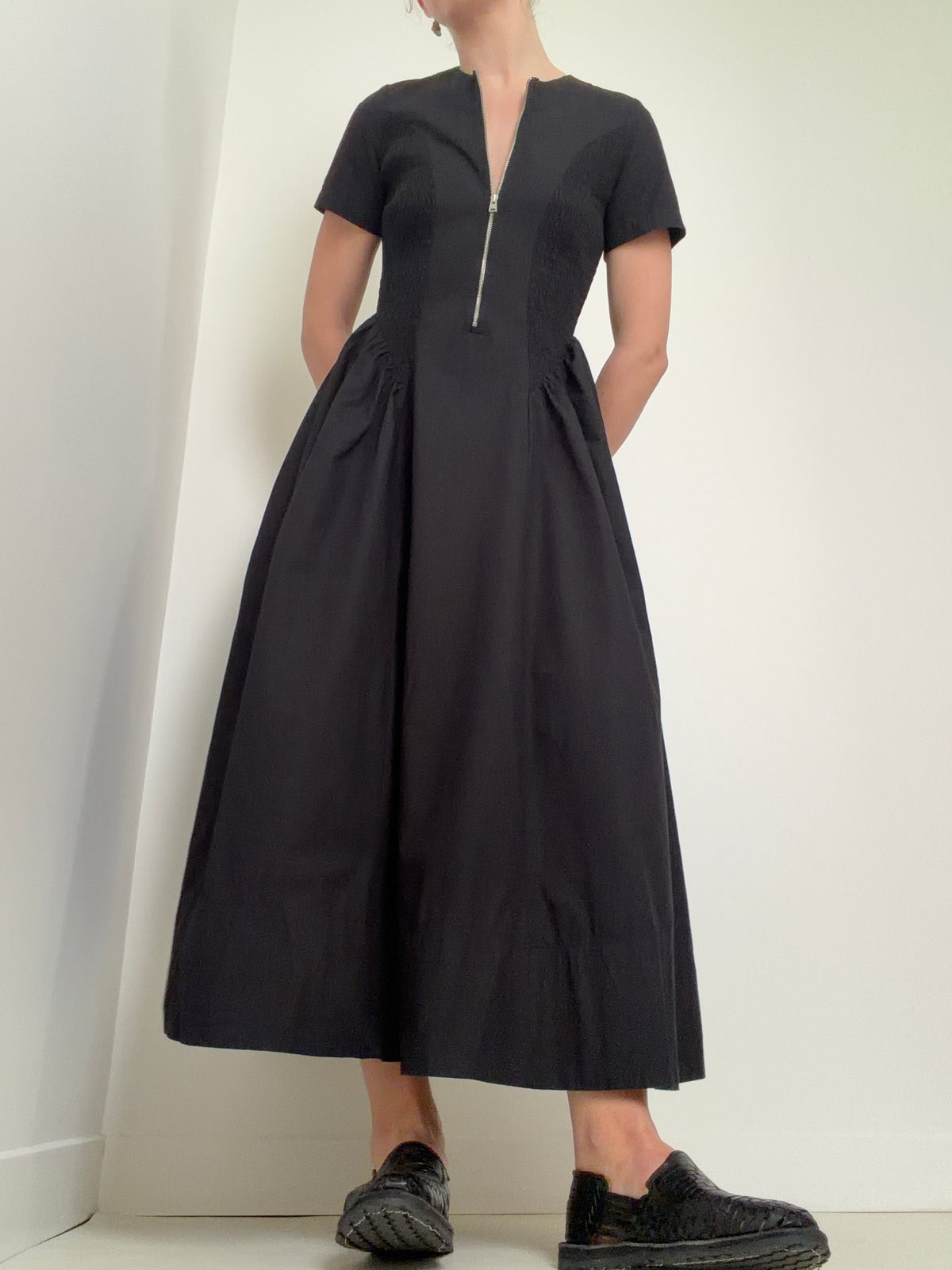 Sheena Cotton Midi Dress Black
