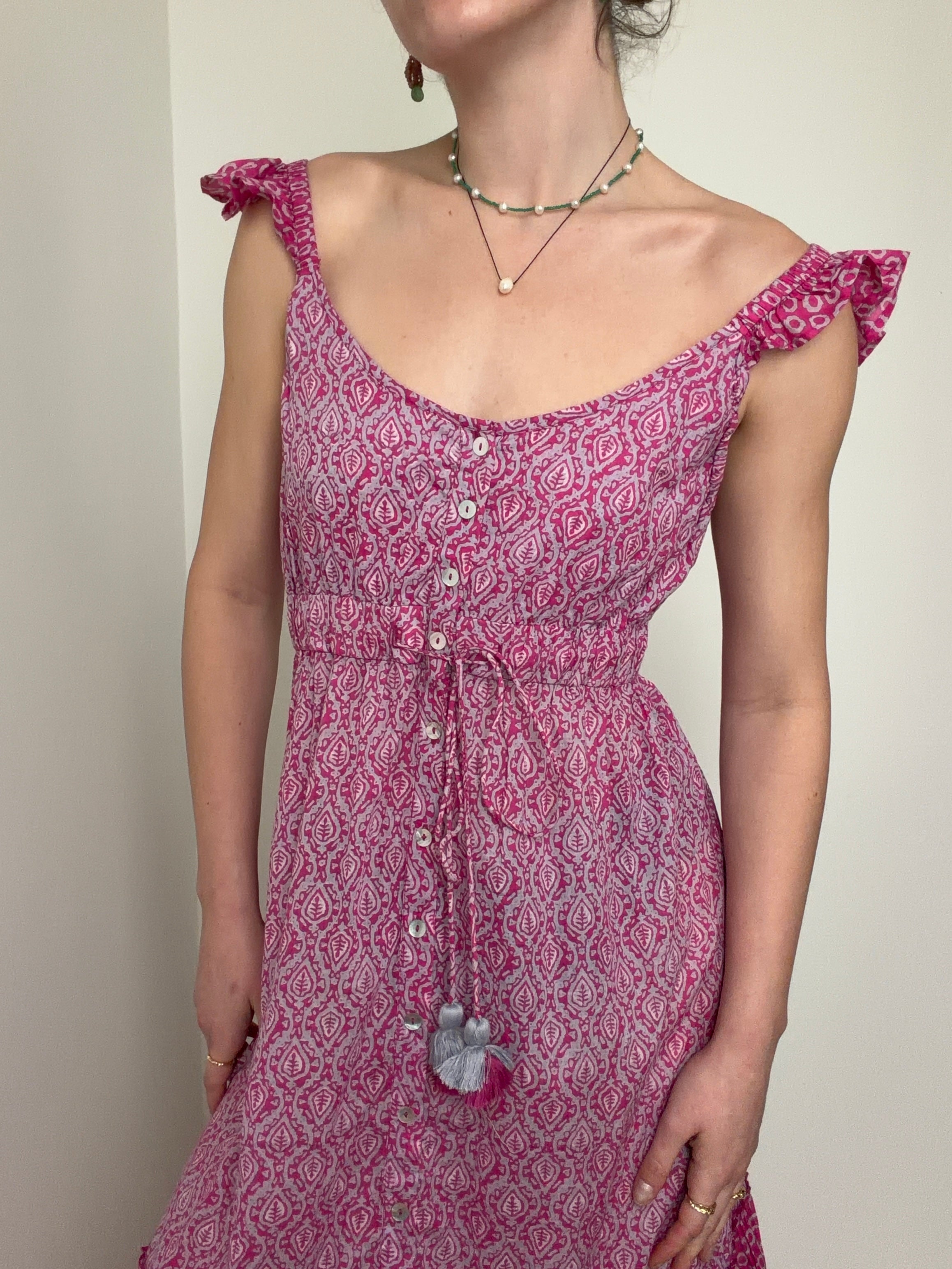 Organic Cotton Button Maxi Pink
