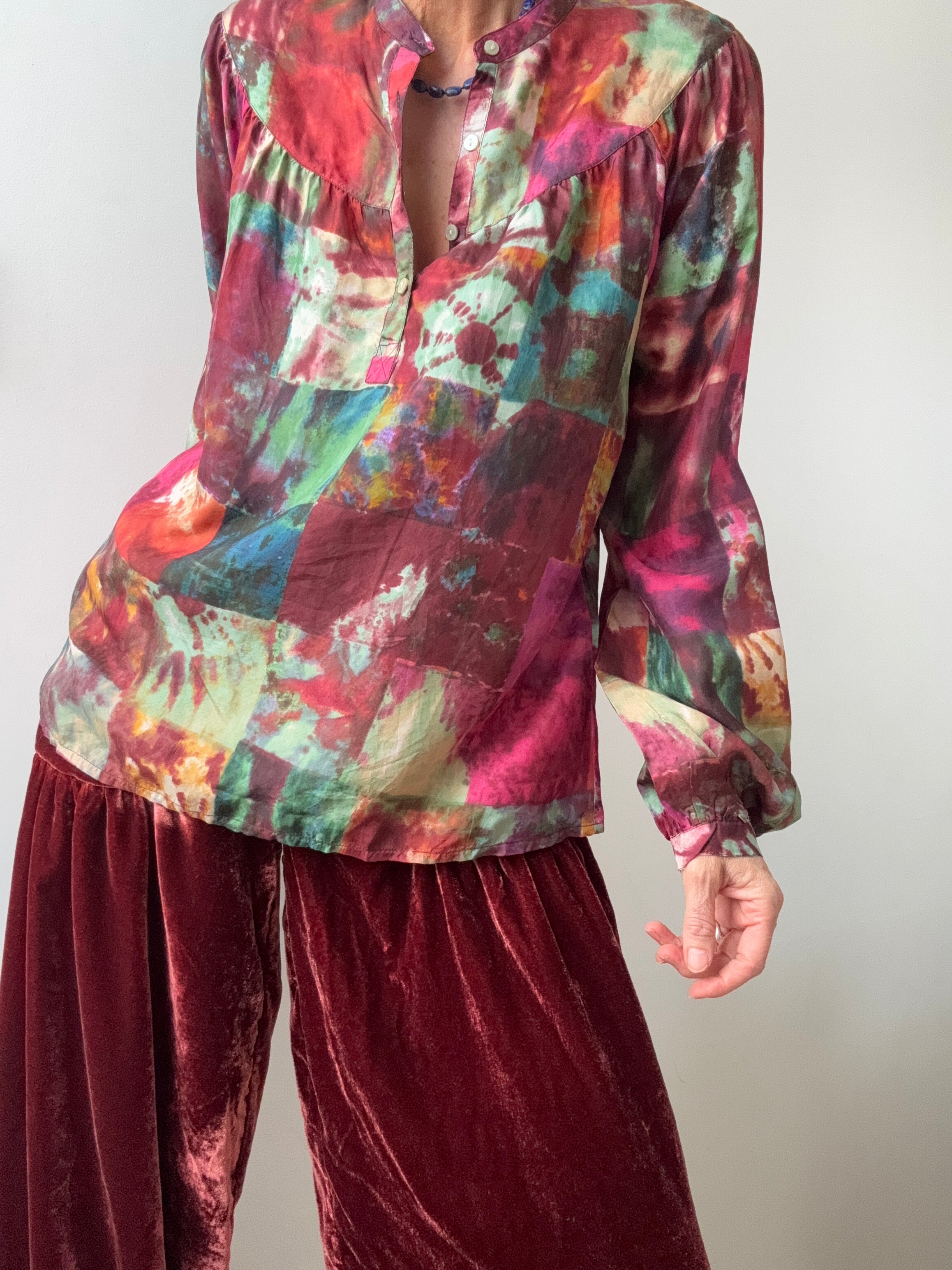 Lucky Brand Tie Dye Silk Blouse | Shirts