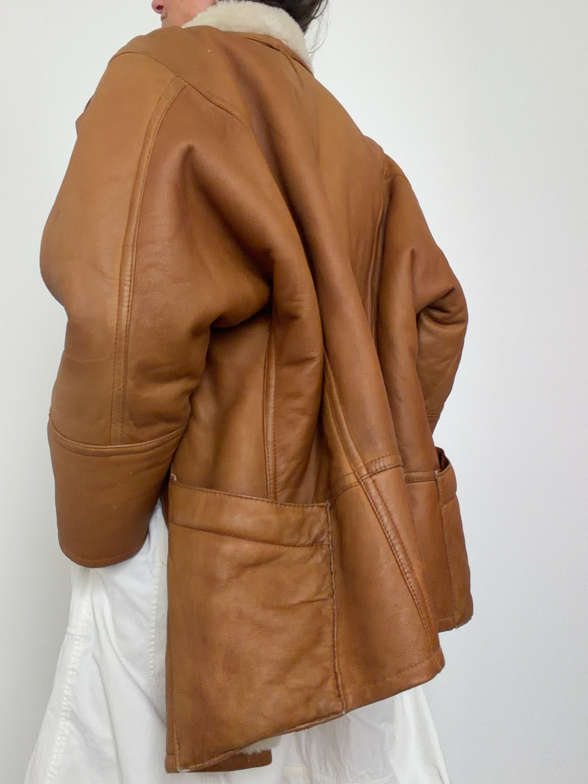 Vintage Cognac Shearling Coat