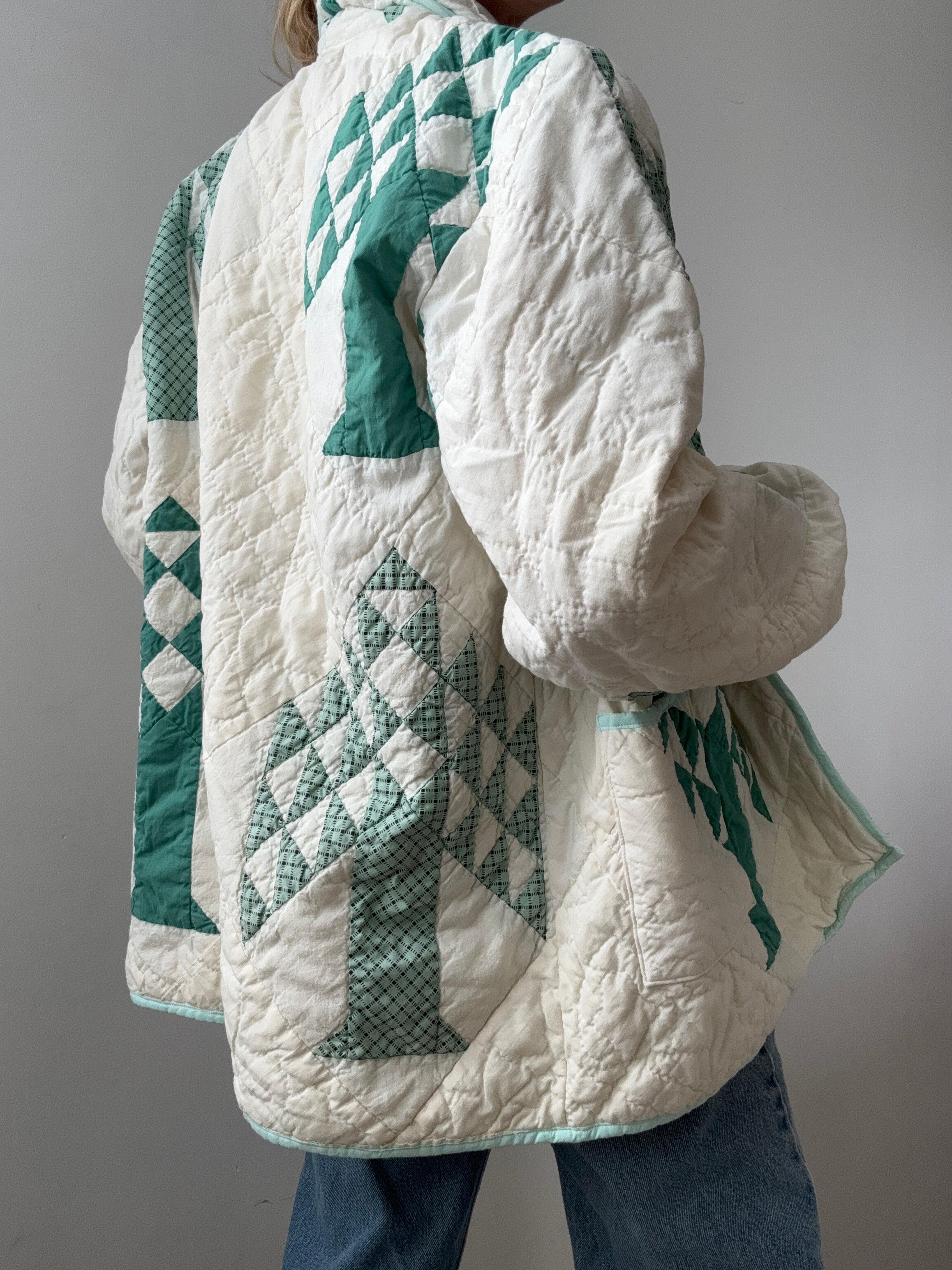 Upcycled Quilt Green White Jacket