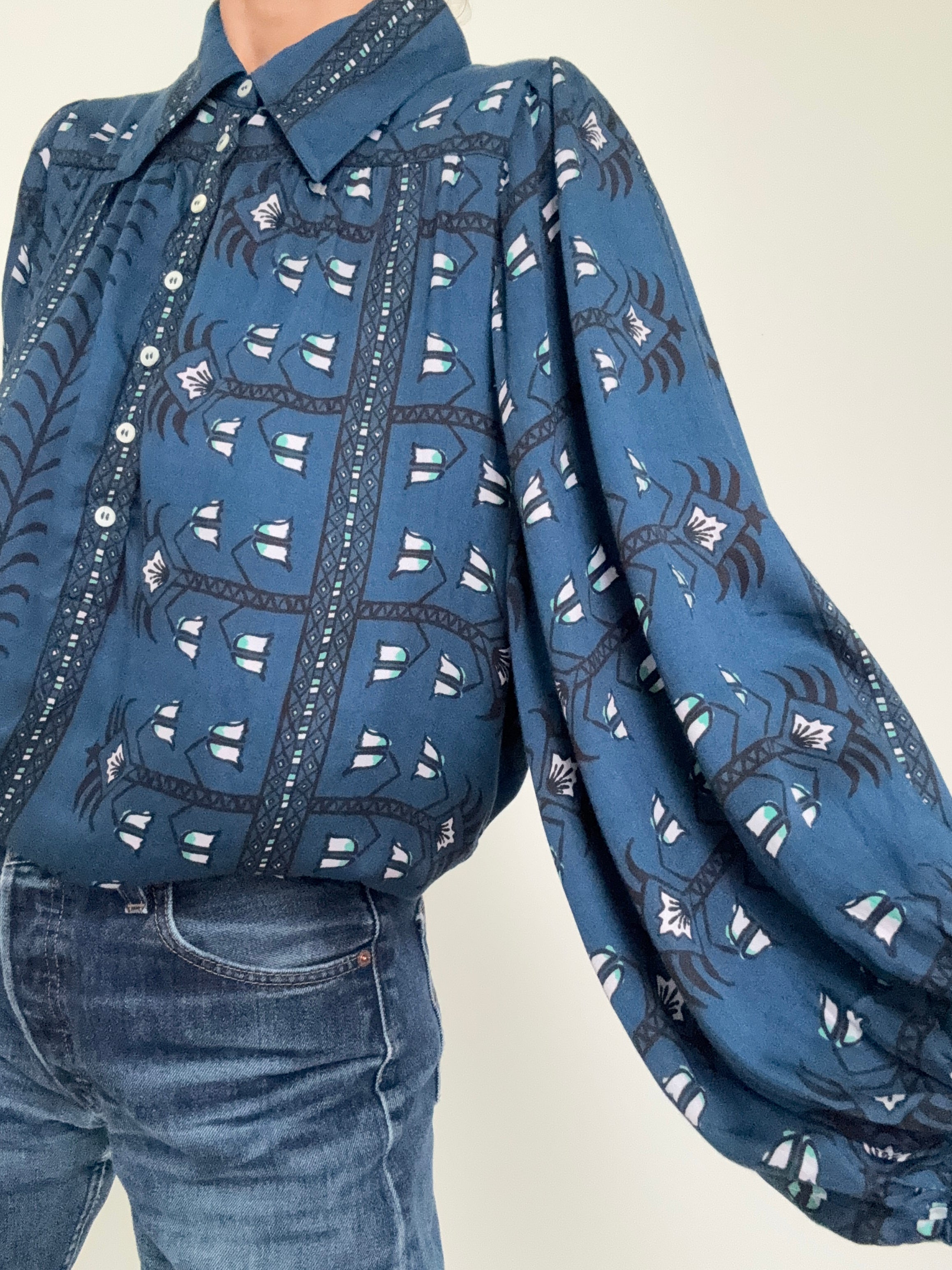 Ink Block Print Blouse