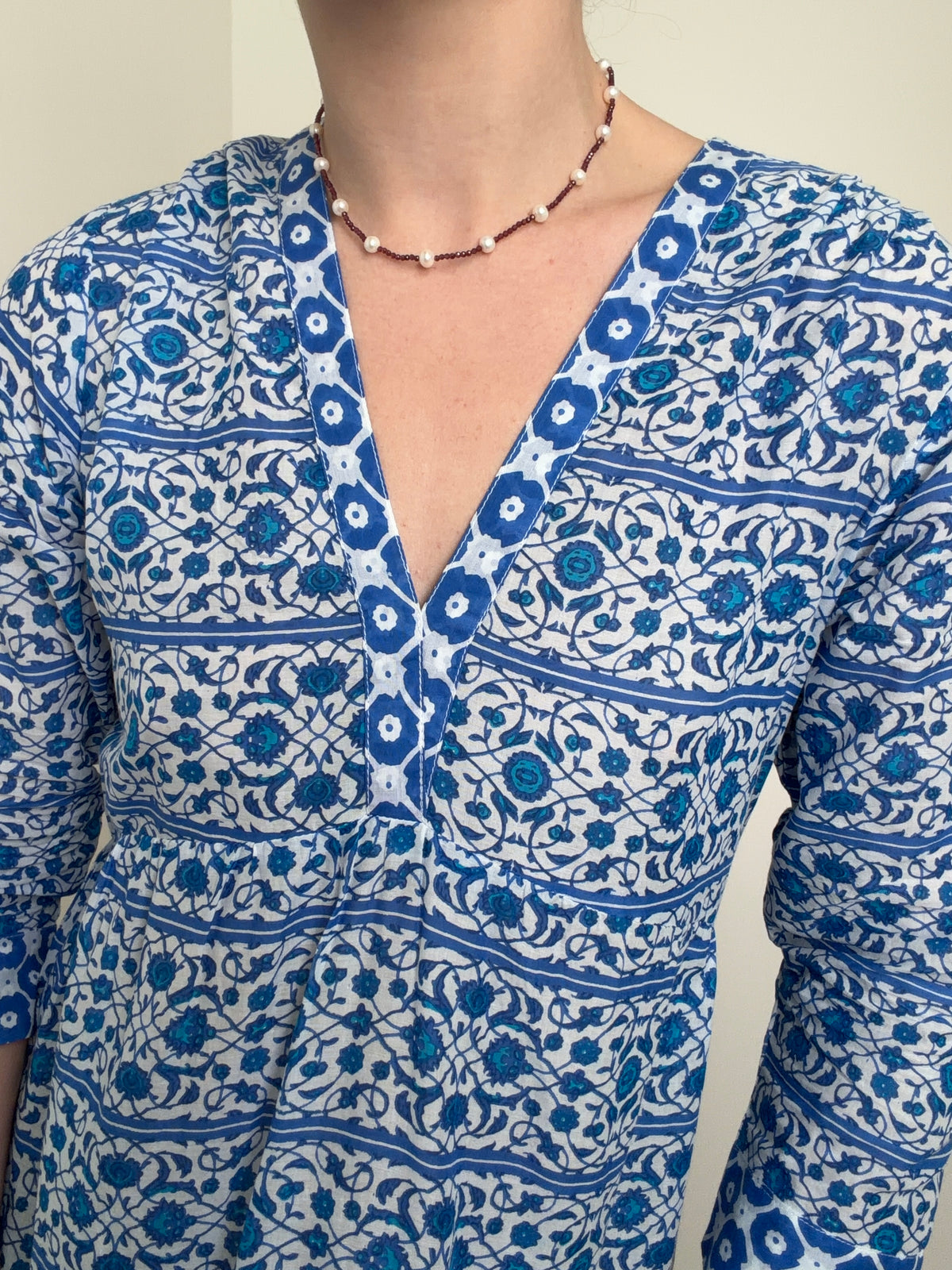 Mykonos Maxi Beach Dress, Blue Floral