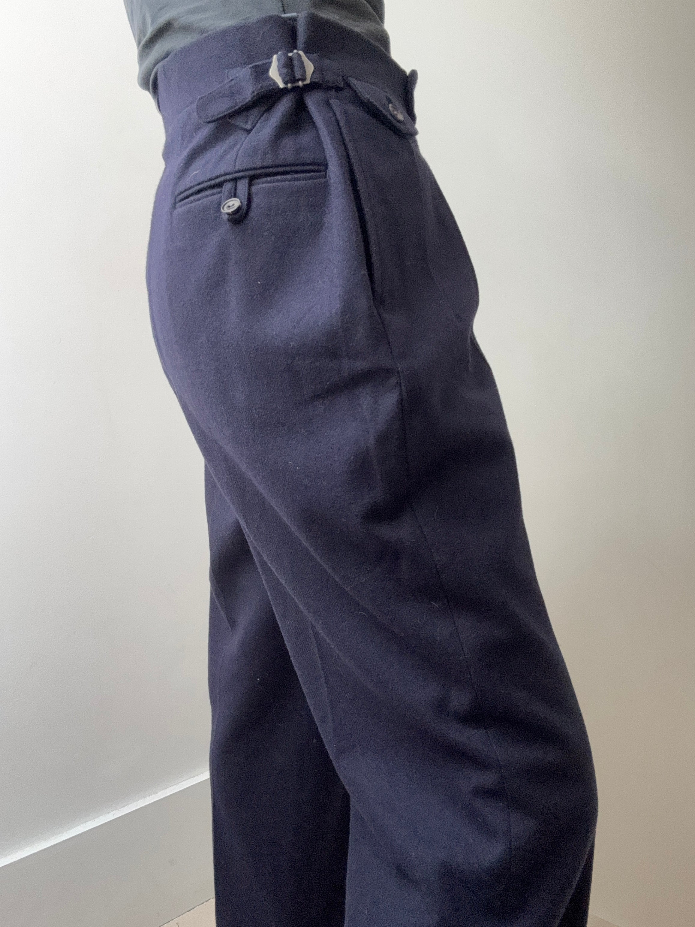 Vintage Navy Wool Stanbury Pants