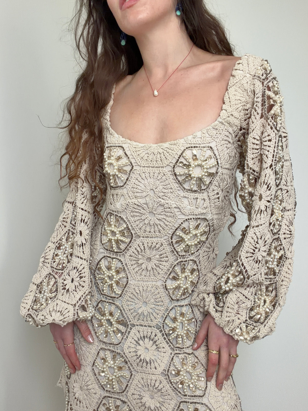 Embellished Crochet Milkmaid Mini
