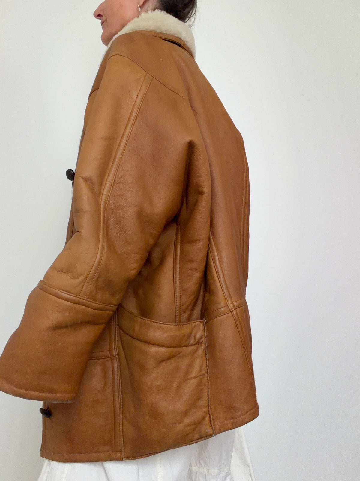 Vintage Cognac Shearling Coat
