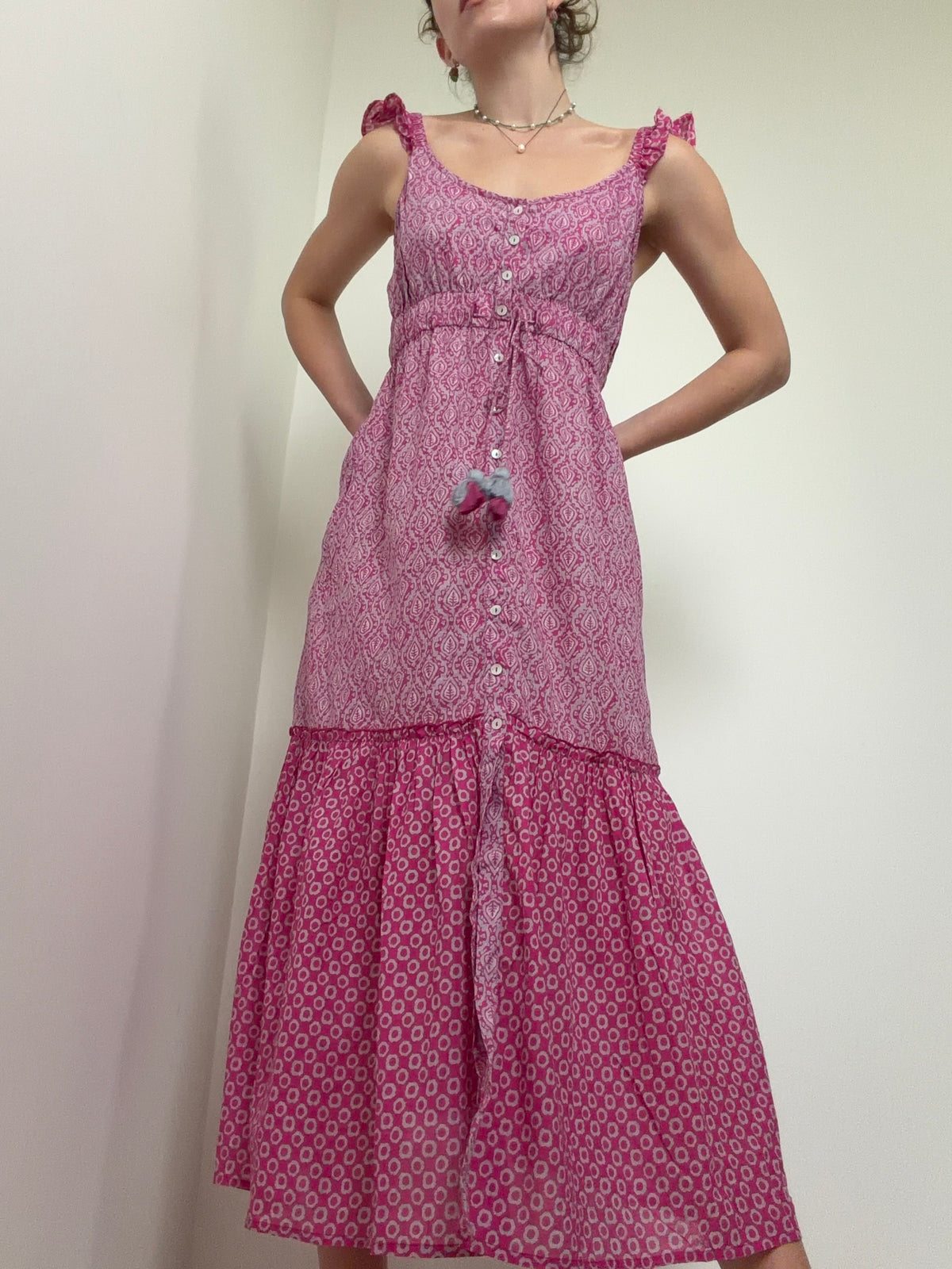 Organic Cotton Button Maxi Pink