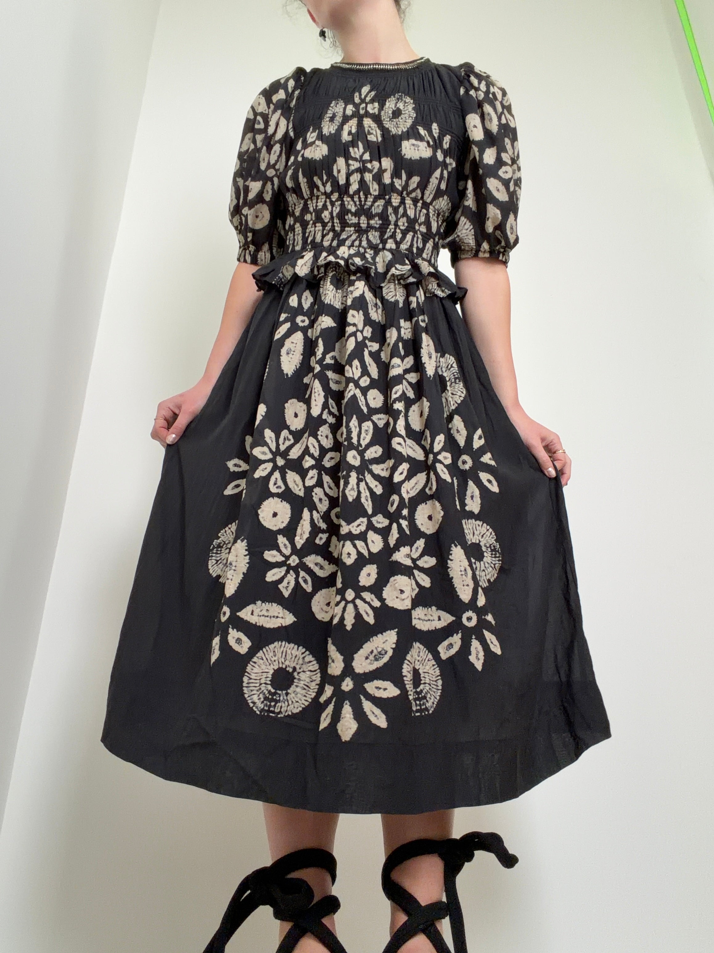 Batik Floral Midi Dress
