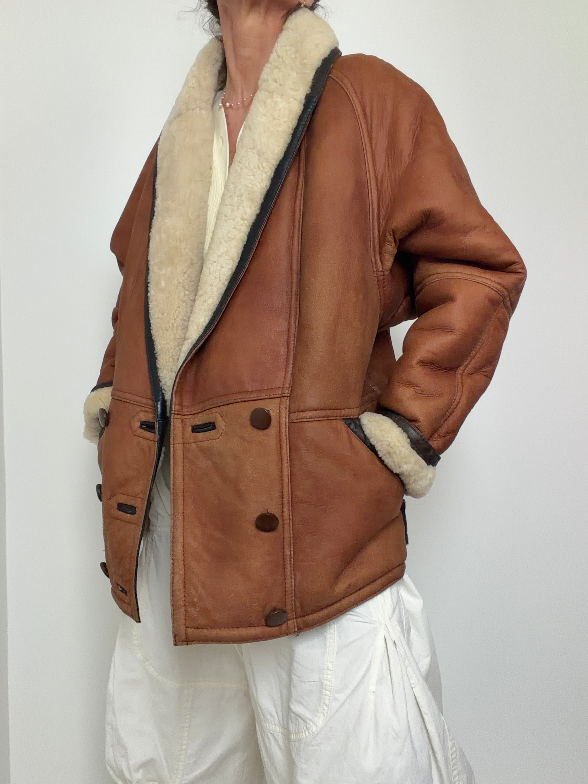 Shawl Collar Shearling With Trim