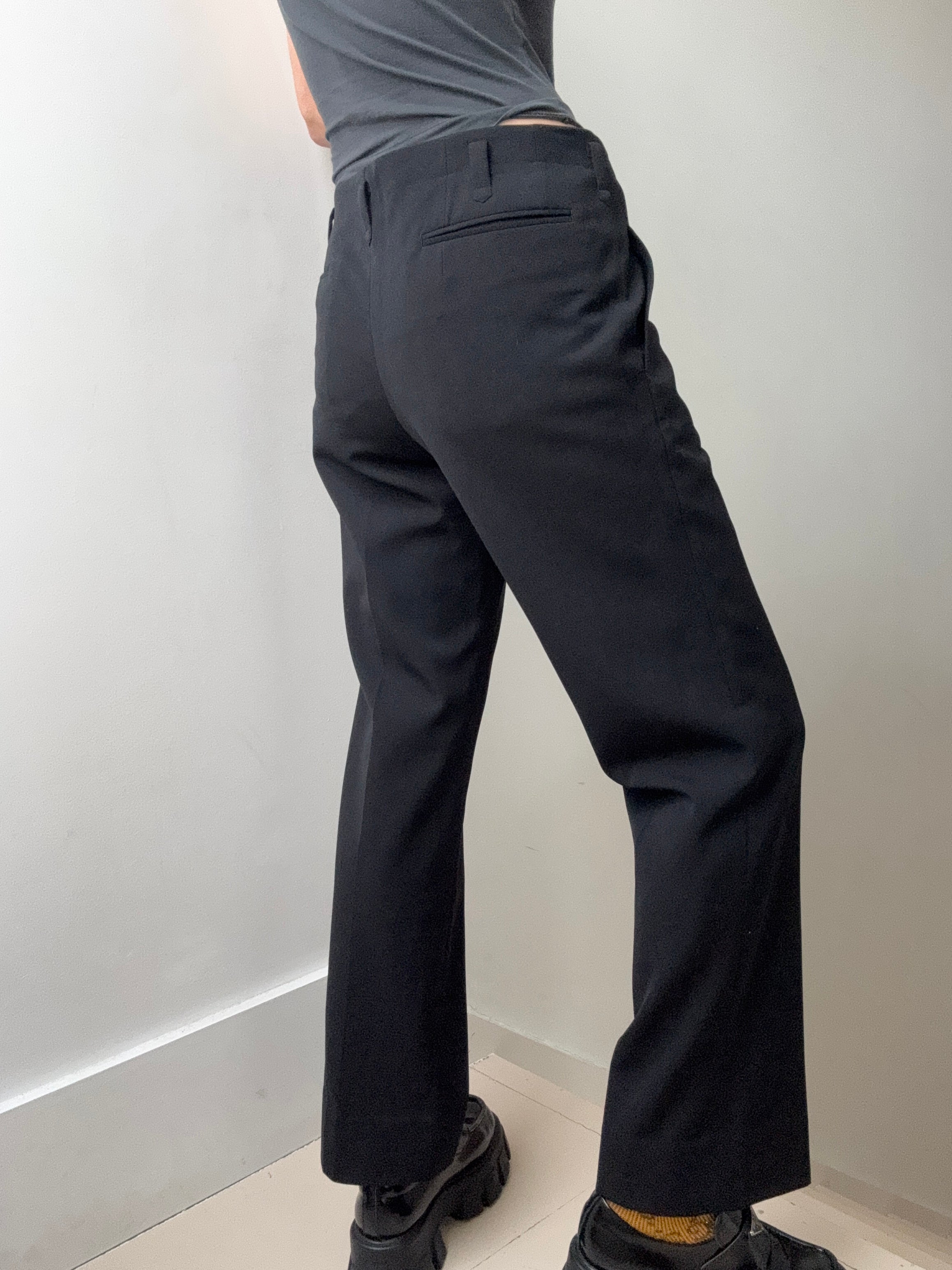 Vintage Crisp Black Wool Pants