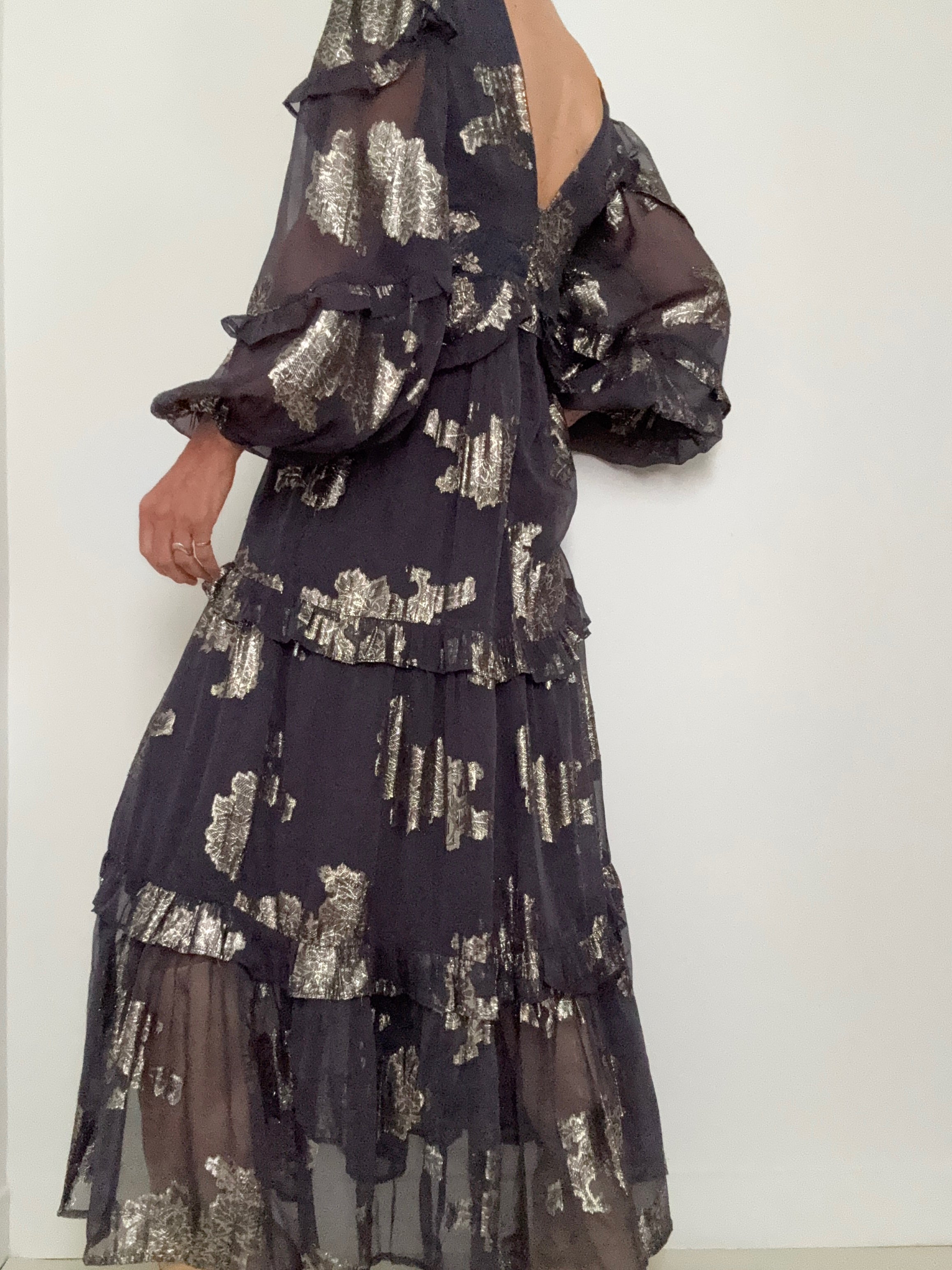 Lurex Floral Maxi Dress | Dresses