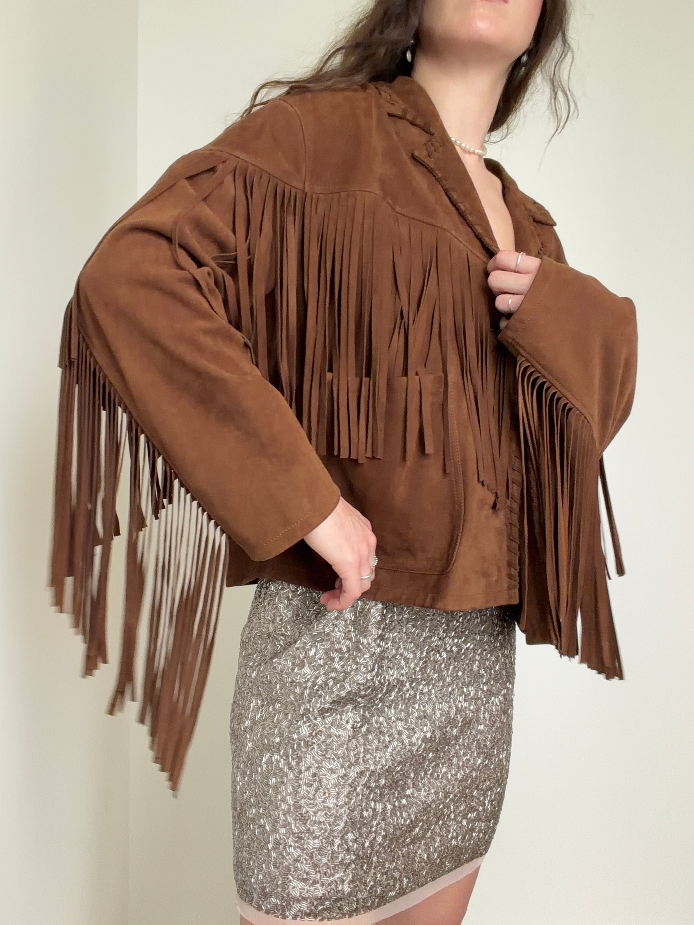 Brown Suede Fringed Jacket