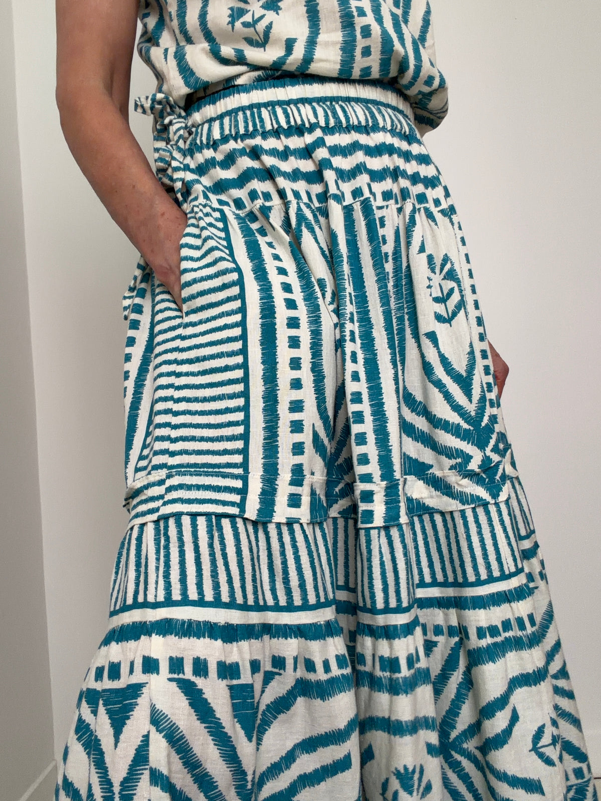 Teal Print Skirt