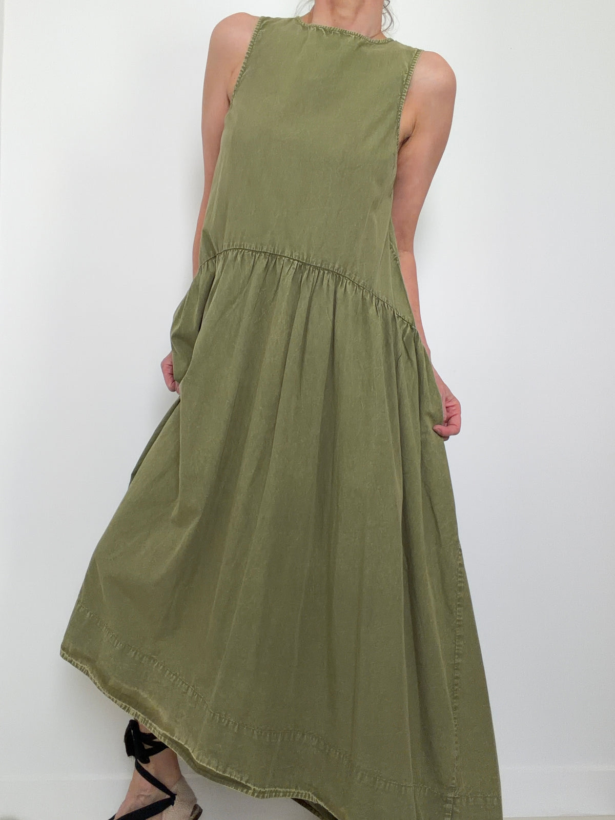 Drop Waist Maxi Dress Olive