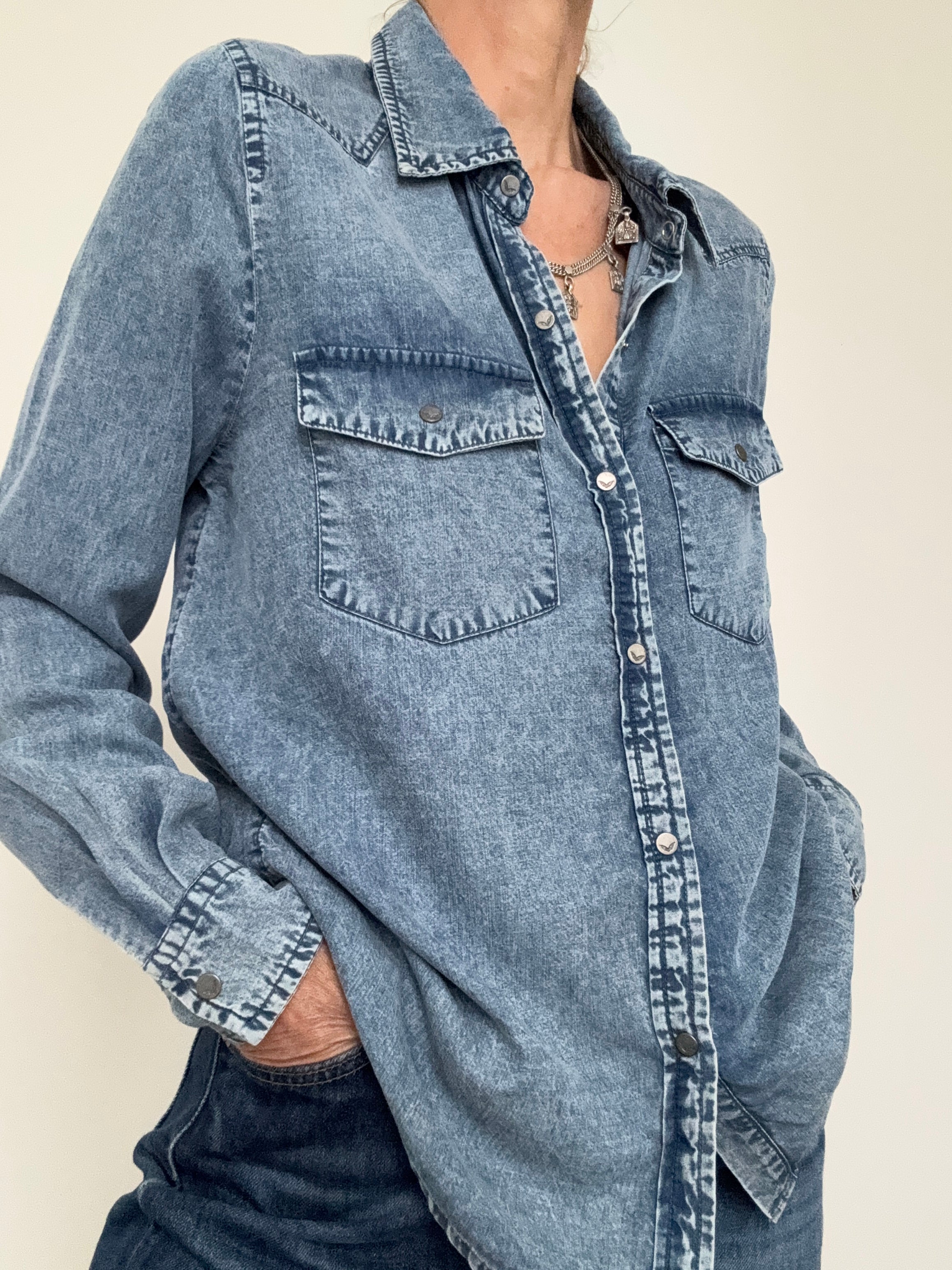 Camisa Metallic Denim | Shirts