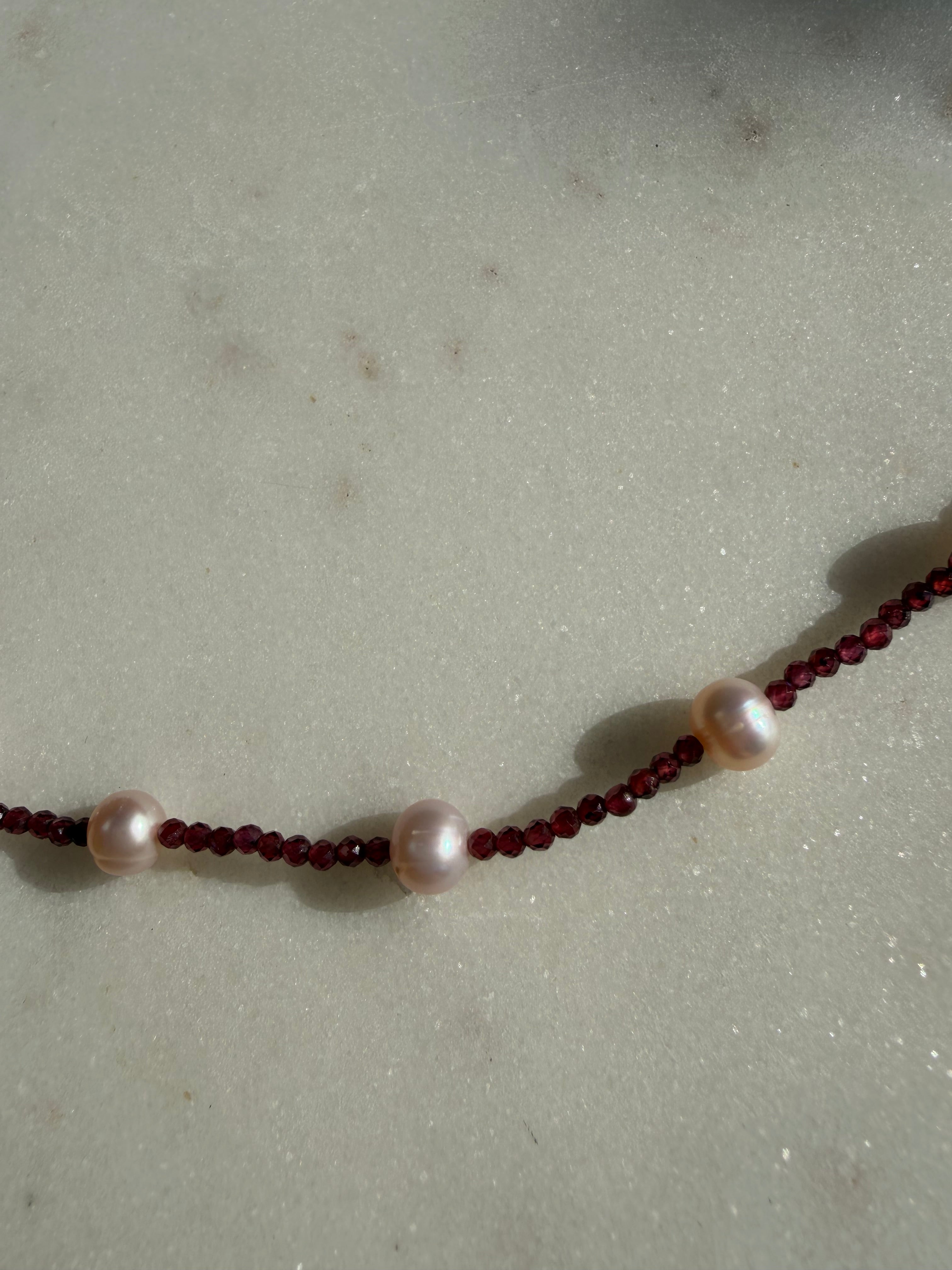 Garnet Pearl Necklace