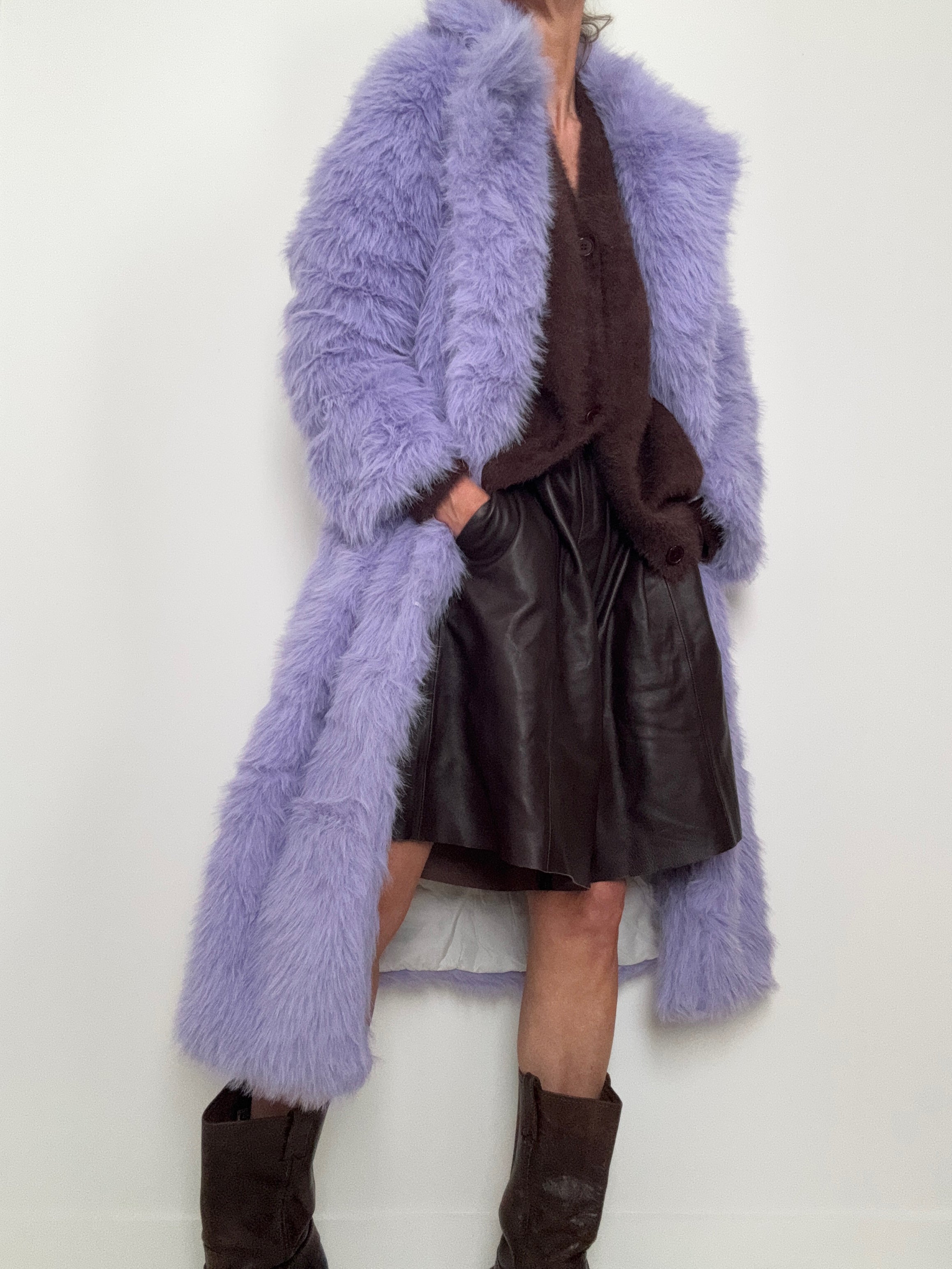 Lilac Rabbit Fur Coat