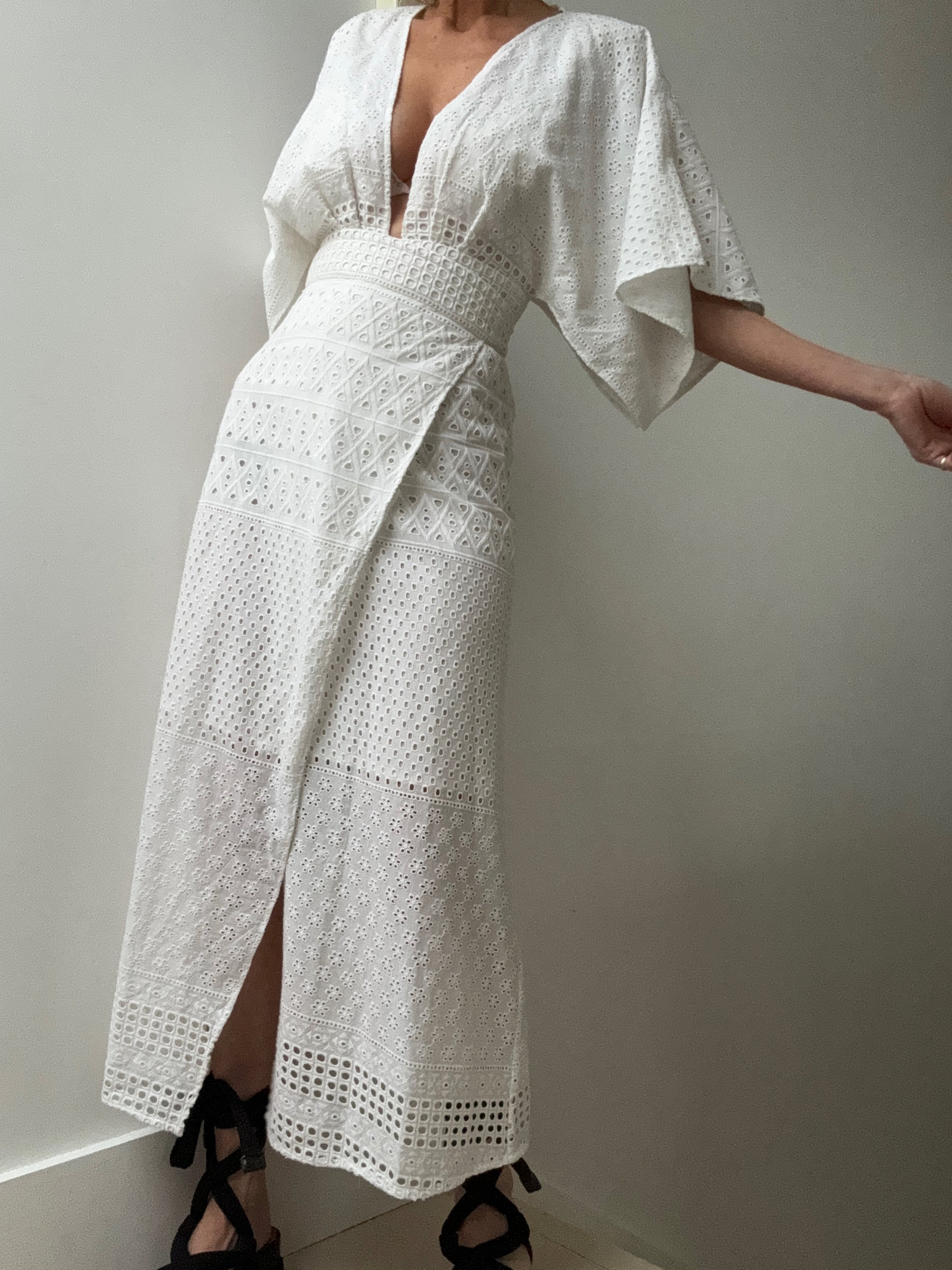 Evarae Modica Wrap Dress White Eyelet