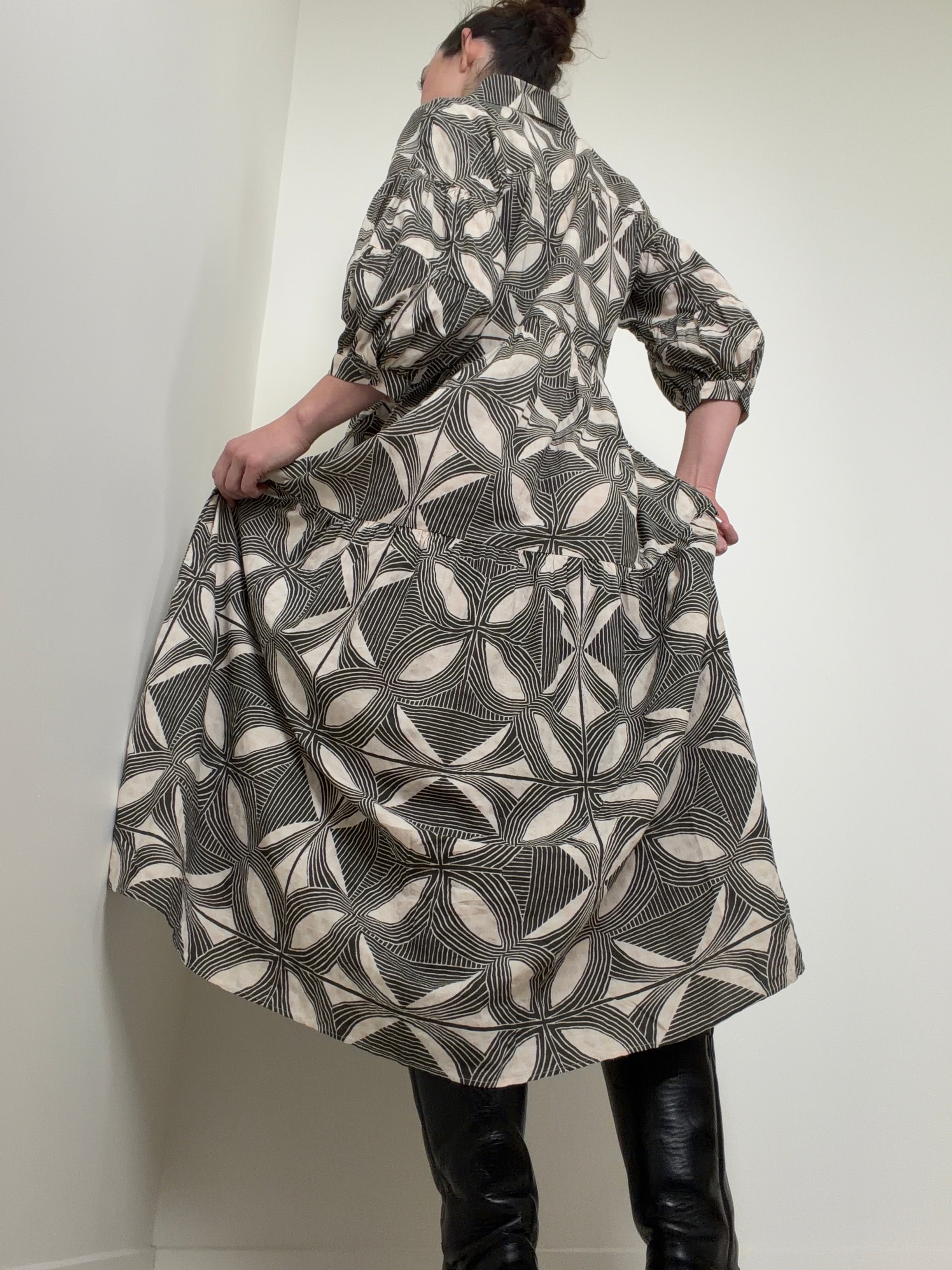 Carolita Print Tiered Shirtdress