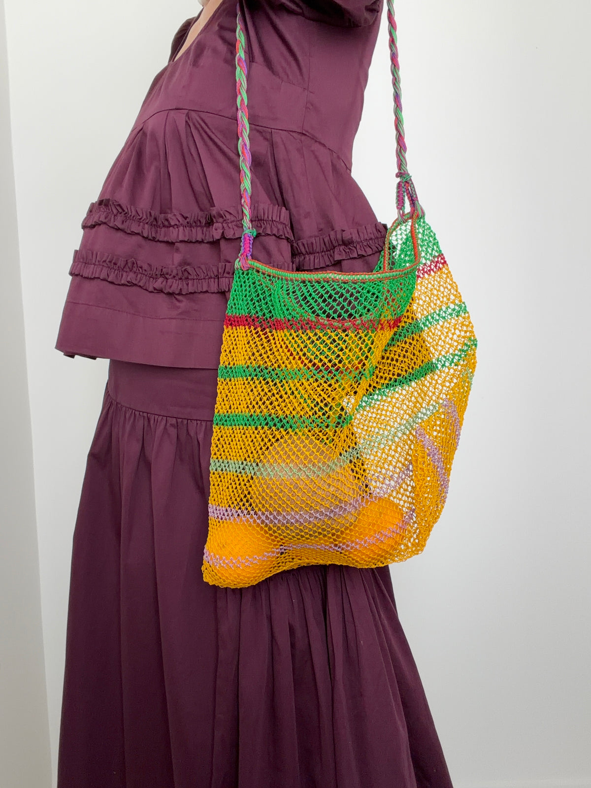 Handmade Nylon Bag Multi Yellow