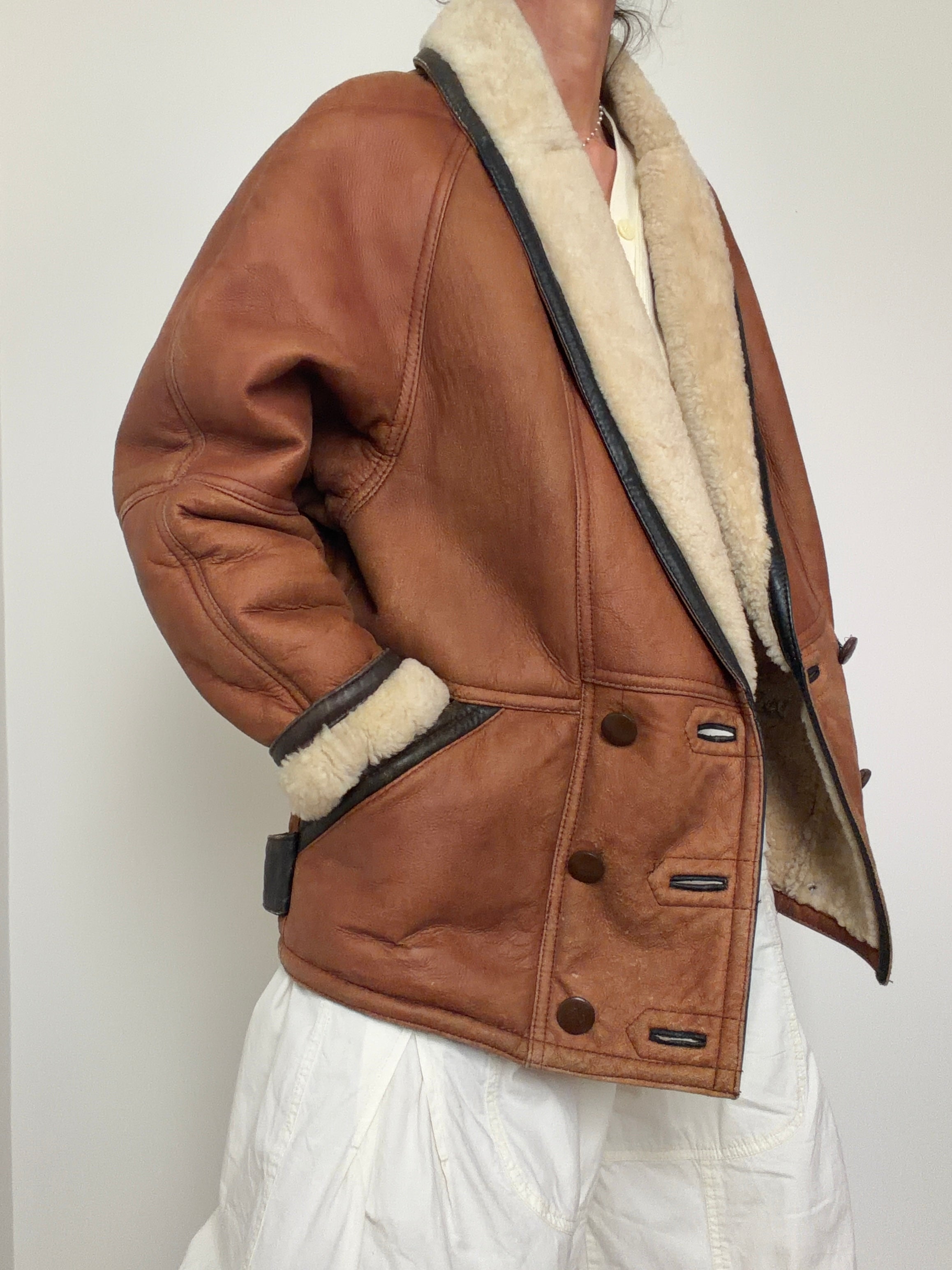 Shawl Collar Shearling With Trim