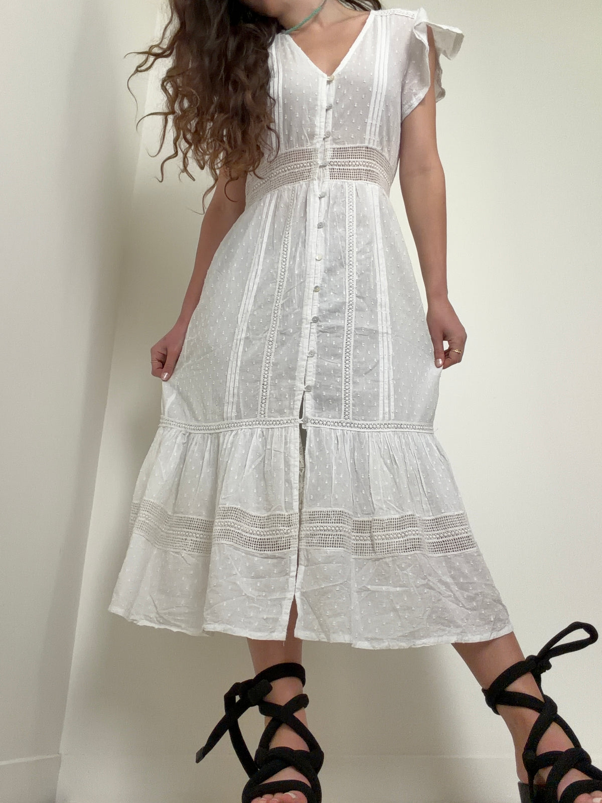 Nyla Beach Midi Dress White
