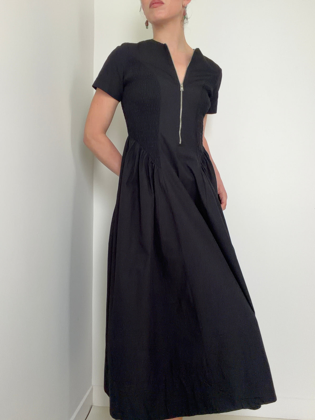 Sheena Cotton Midi Dress Black