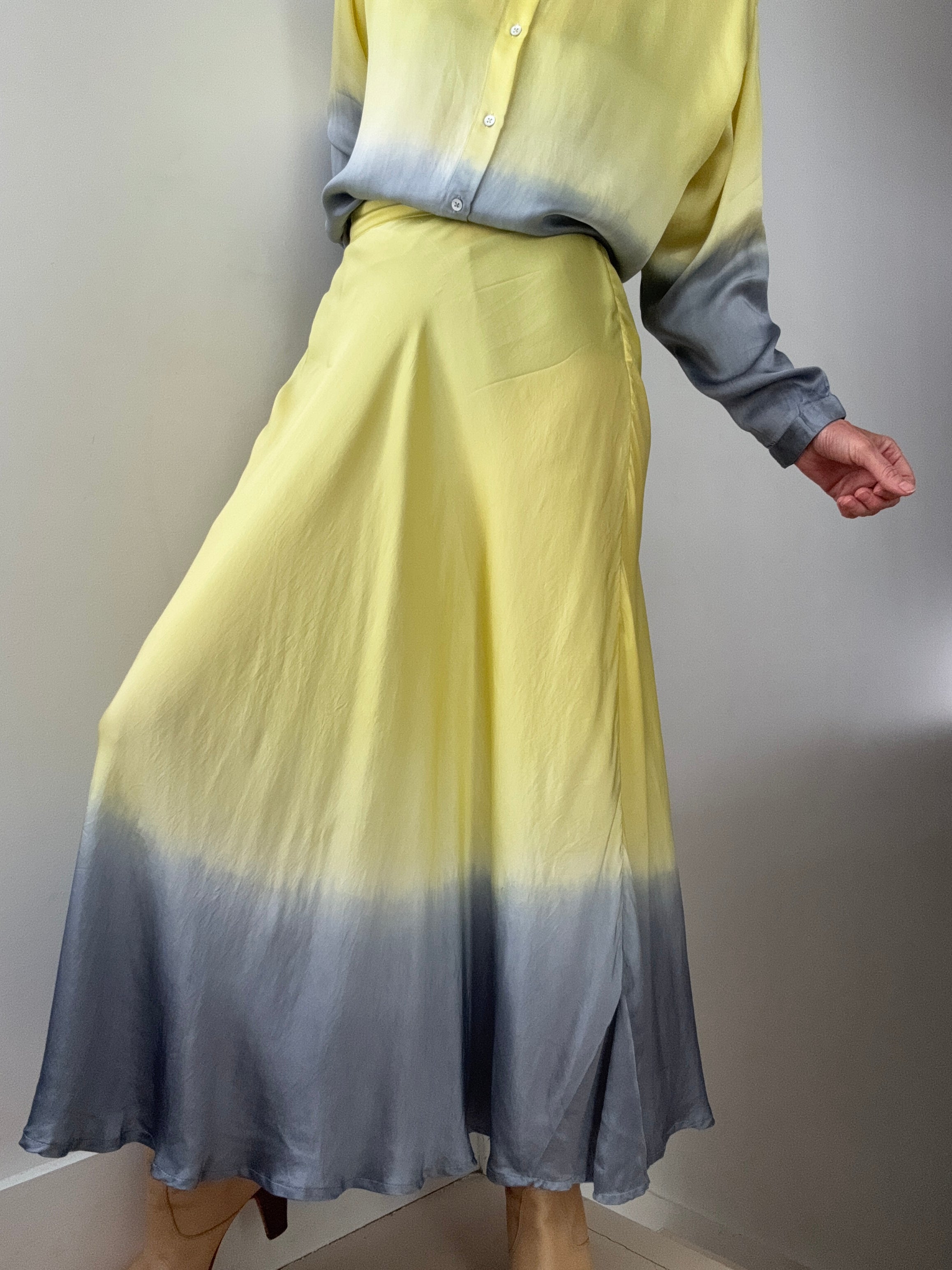 Silk Ombre Skirt Lemon